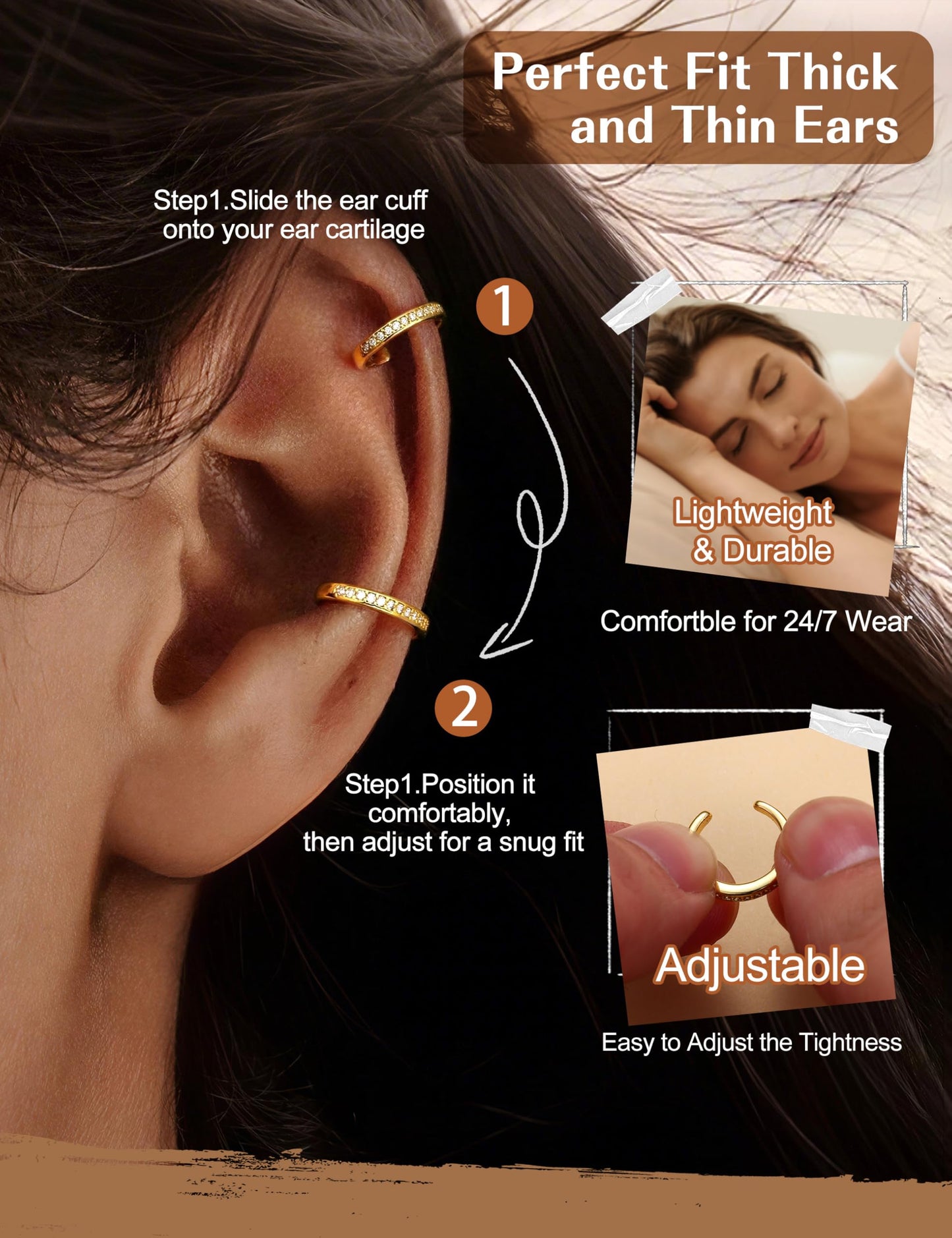 4 Pairs Ear Cuffs Non Piercing - Silver Plated Ear Cuffs Earrings for Women Trendy Ear Cuff for Non Pierced Ears Clip On Carrtilage Earring Lightweight Adjustable Fake Earrings Set Trendy