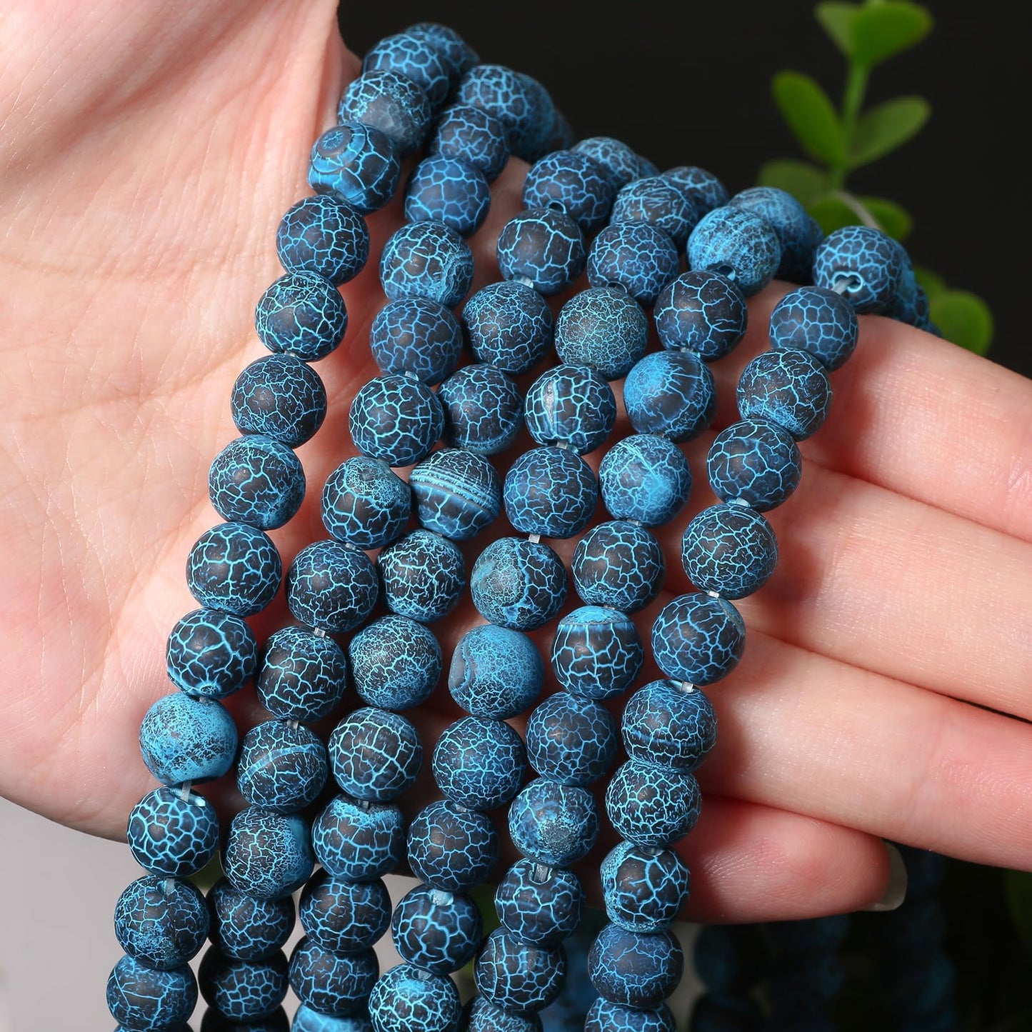 6mm Deep Blue Matte Oxidized Natural Stone Beads Round Loose Beads for Jewelry Making Yochus DIY Beads Bracelet Necklace