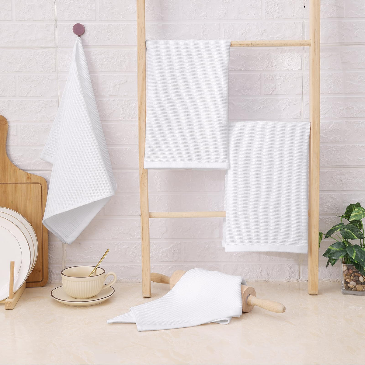 100% Cotton Waffle Weave Kitchen Towels (12 Count)