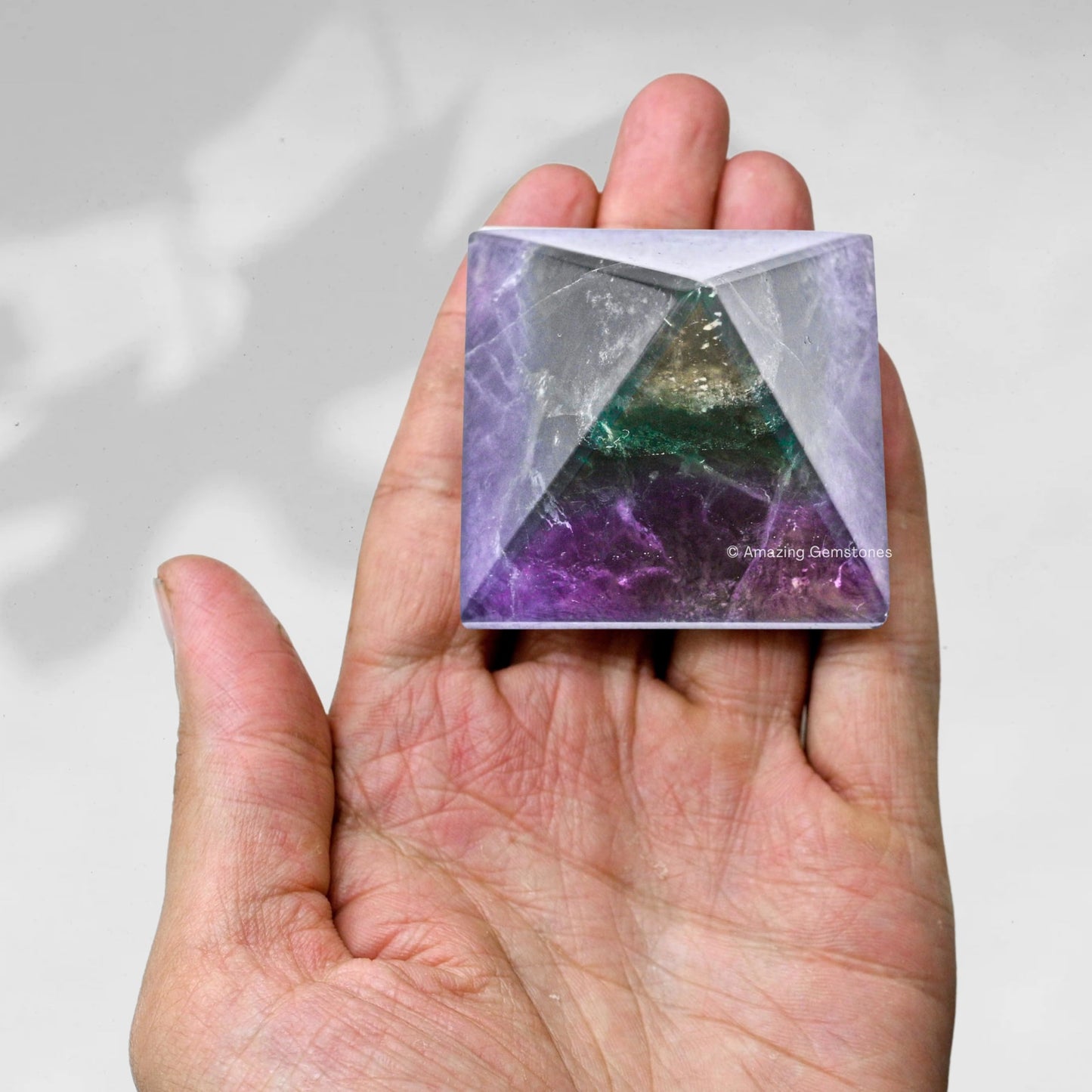 Amazing Gemstone Fluorite Pyramid Crystal Healing Stones - 2" Great Pyramid Figurine of Natural Stone Pyramid for Meditation, Reiki, Chakra Balancing and Crystal Pyramids Grid