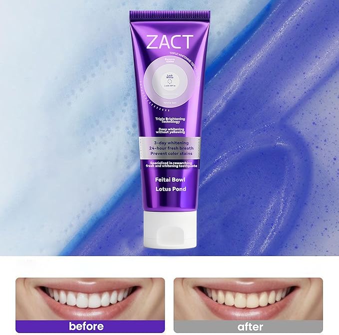 Purple Color Corrector & Whitening Toothpaste, Fluoride-Free for Sensitive Teeth, Deep Stain Remover to Eliminate Plaque & Freshen Breath, Enamel Safe (2)