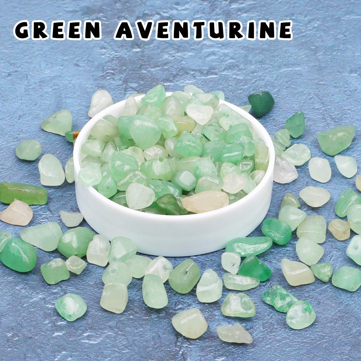 500 pcs Natural Chip Stone Beads, Green Aventurine 5-8 mm Irregular Gemstones Healing Crystal Loose Rocks Bead Hole Drilled for Jewelry Making Bracelet