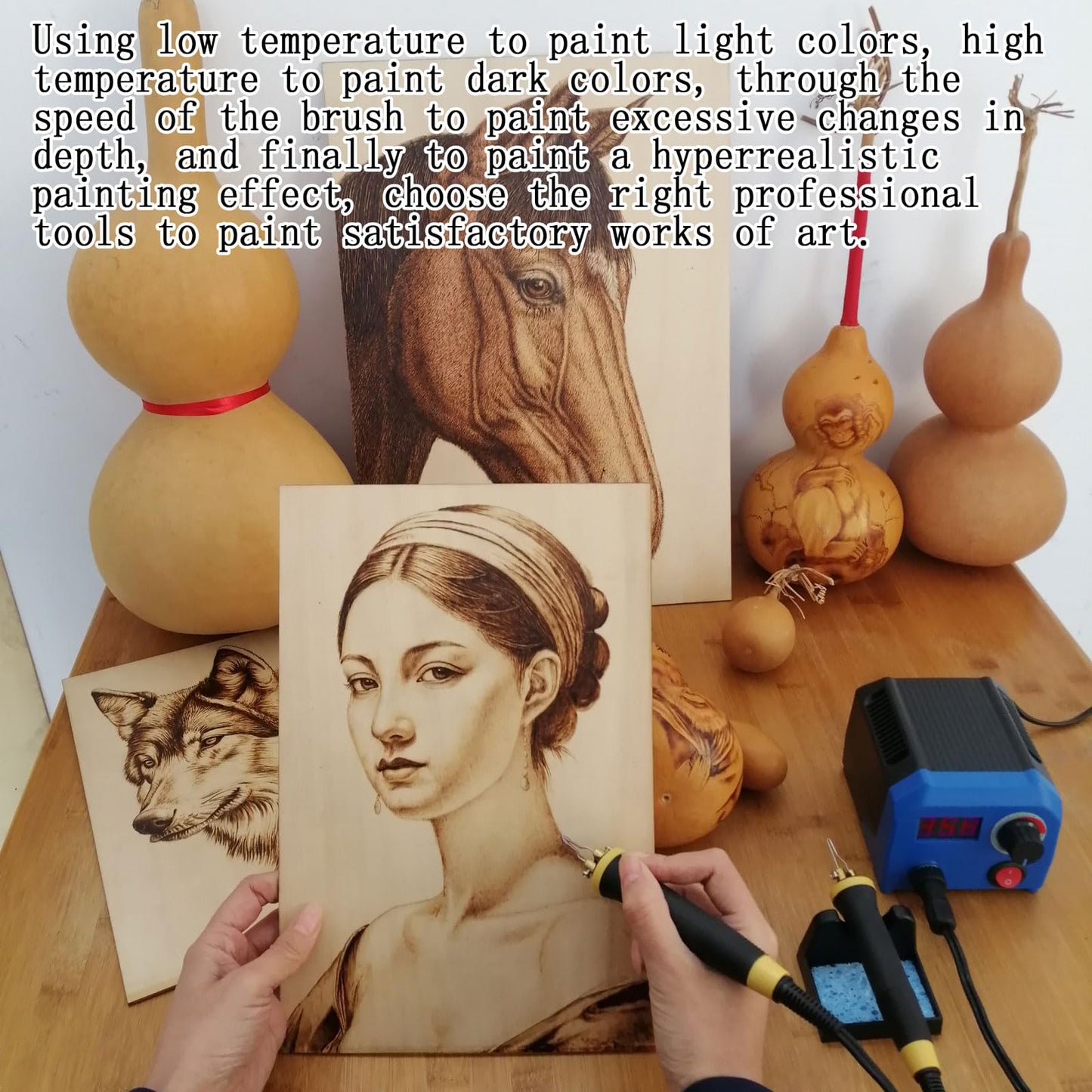 FIRElood LH55-1 wood burning kit,wood burning tool,digitally adjustable temperature wood burner kit,professional wood burner tool kit for adults beginners craft,pyrography pen (LH55-A pen)