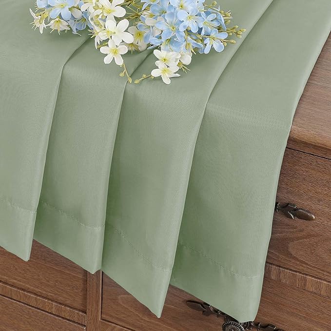 Sage Green Window Sheer Curtains 54 inch Length, Soft Airy Light Filtering Sheer Curtain 2 Panels Set, Dual Rod Pocket Gauze Drapes for Living Room Bedroom, 2x42Wx54L Inches