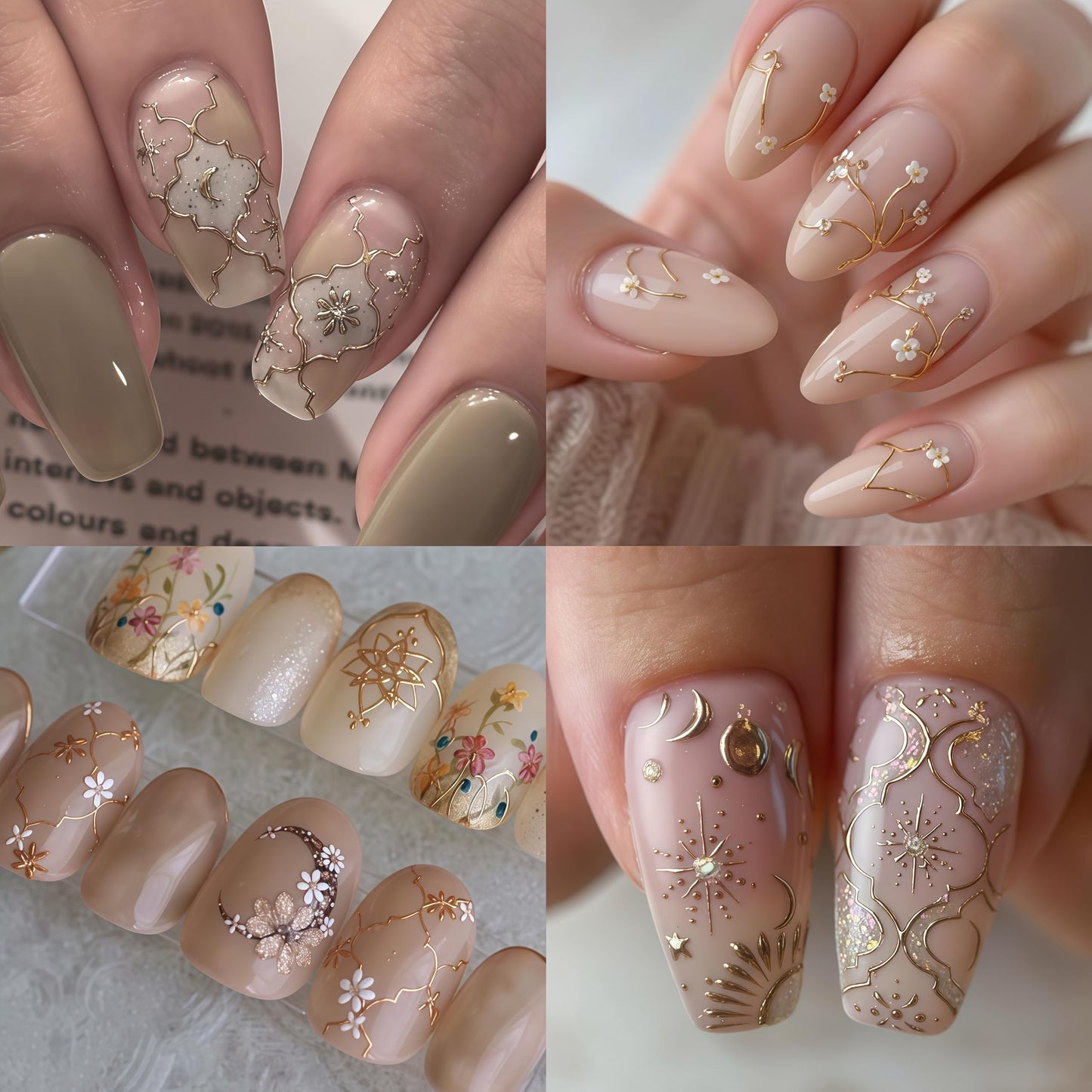 6 Sheets Daisy Moon Nail Art Stickers Flower Nail Stickers White Flower Nail Decals Cute Daisy Nails Supplies Gold Rose Gold Moon Daises Nail Design for Spring Summer DIY Nail Decorations Accessories