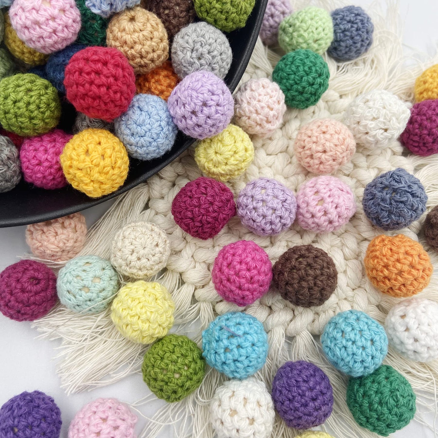 Wooden Crochet Beads 20mm 50pc Mix Color Beads DIY Accessories for Making Necklace Bracelet