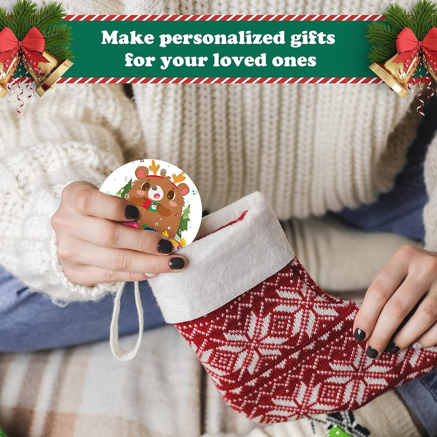 Ceramic Sublimation Ornaments Blank Christmas Personalized Ornament 30 PCS 3.5 Inch Round White Bulk DIY Chritsmas Tree Decoration