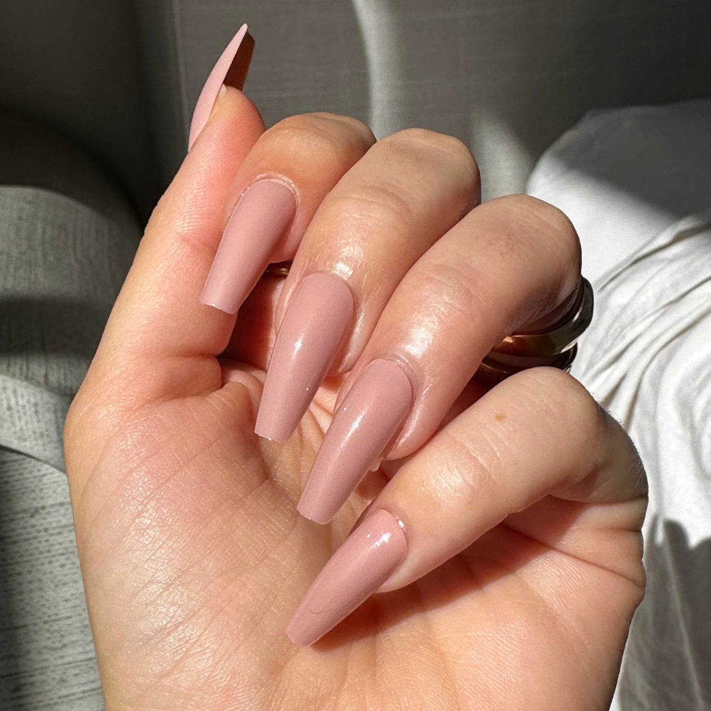 BEACH BUM Press-On Nails by Lavaa Beauty | Long Coffin | Glossy Nude Coffin Nails