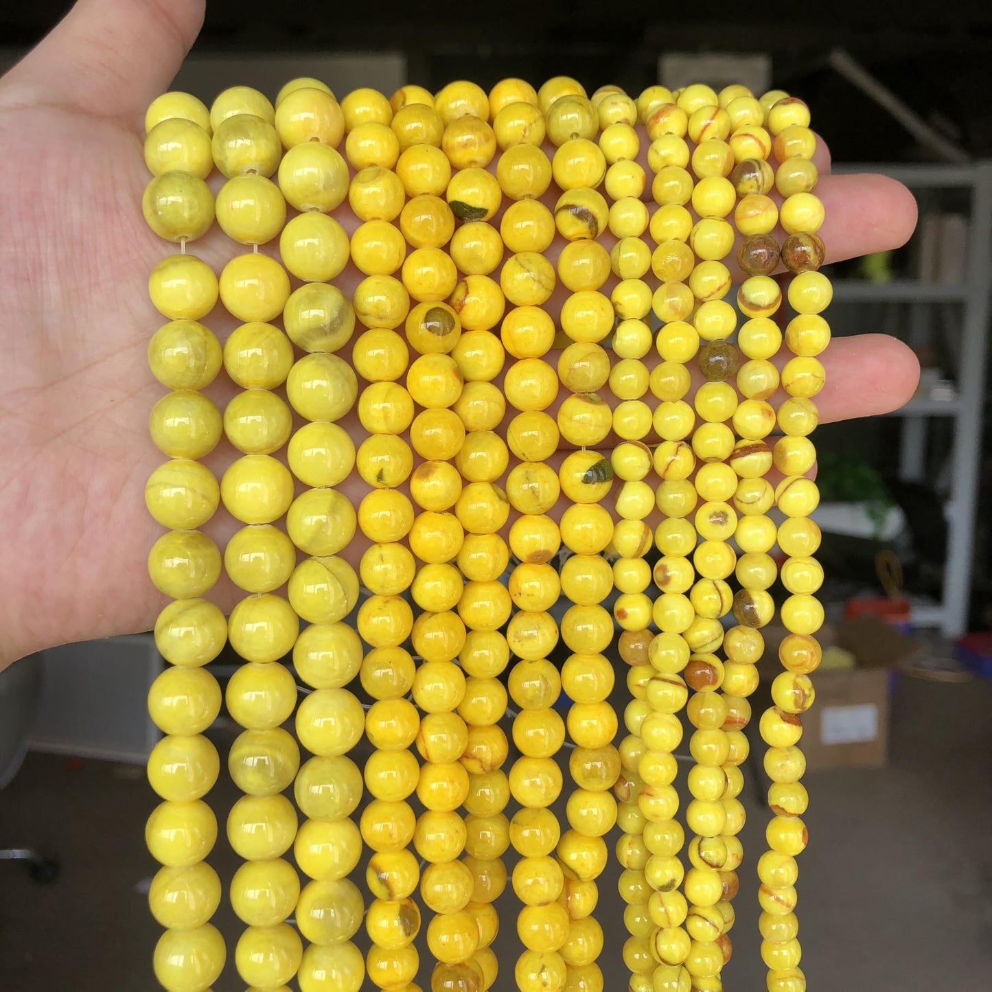 Yochus 60pcs 6mm Yellow Persian Jade Energy Healing Round Bulk Gemstone Beads for Jewelry Making Bracelet Necklace Earring DIY