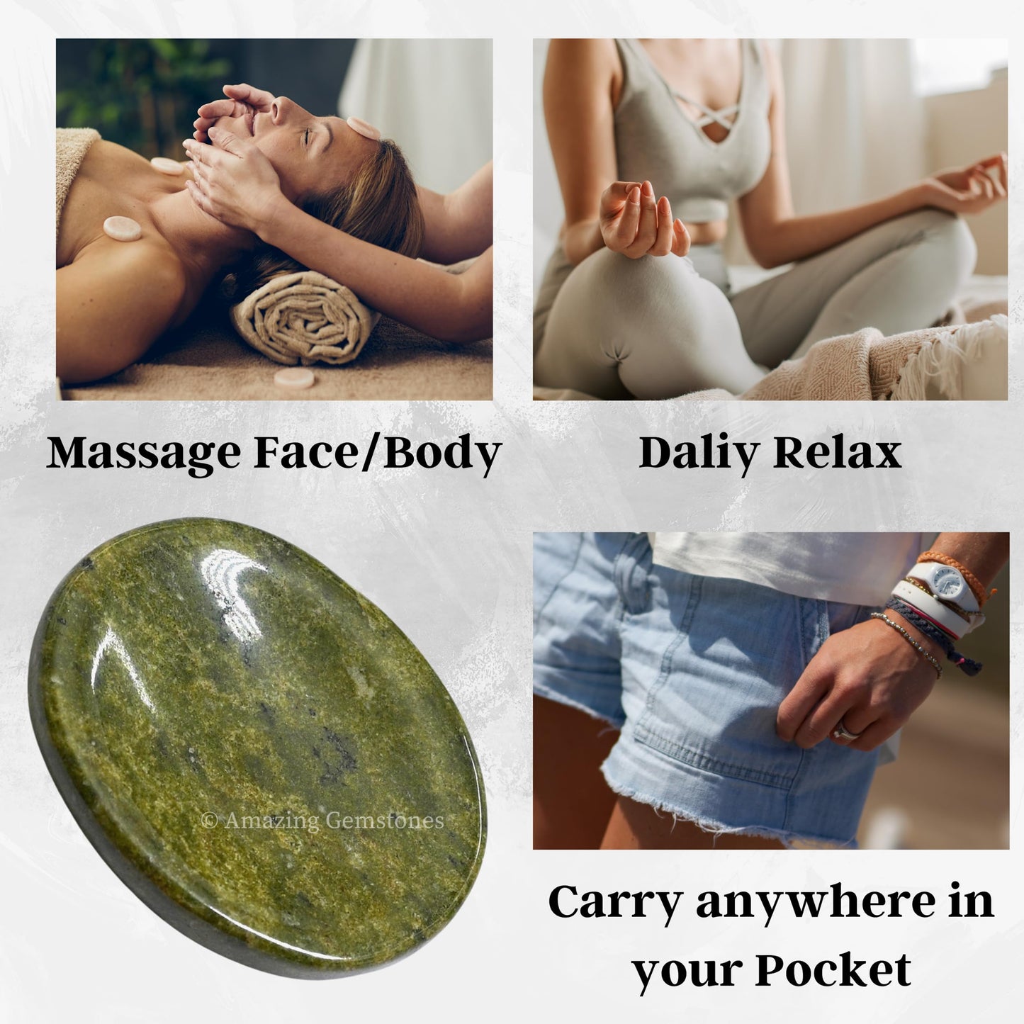 Amazing Gemstone Vesuvianite Worry Stone Crystals and Healing Stones - Stones for Stress Relief - Piedra Crystal Fidget for Meditation, Relaxation - Unique Stocking Stuffers and Birthday Gift