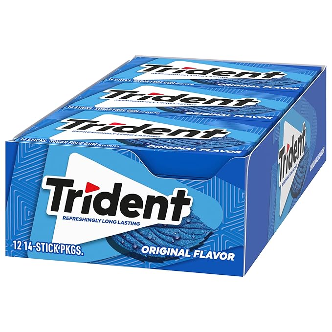Trident Original Flavor Sugar-Free Chewing Gum, 12 Packs of 14 Pieces (168 Total Pieces)