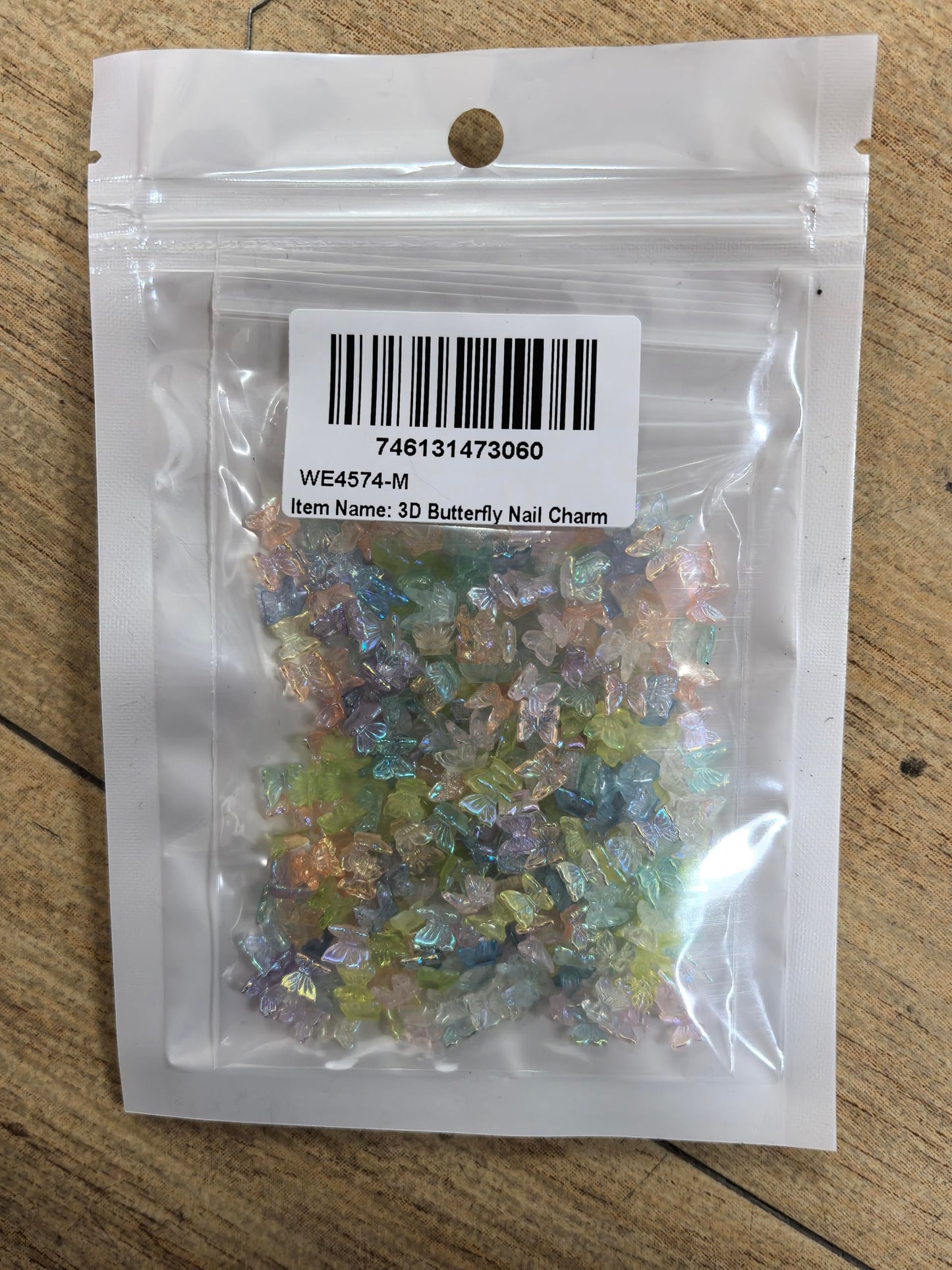 OIIKI 300pcs Cute 3D Butterfly Nail Charm, Glitter Charm for Nails Art, Resin Art Decorations Ornaments Gems for Acrylic DIY Craft Design Manicure Accessories