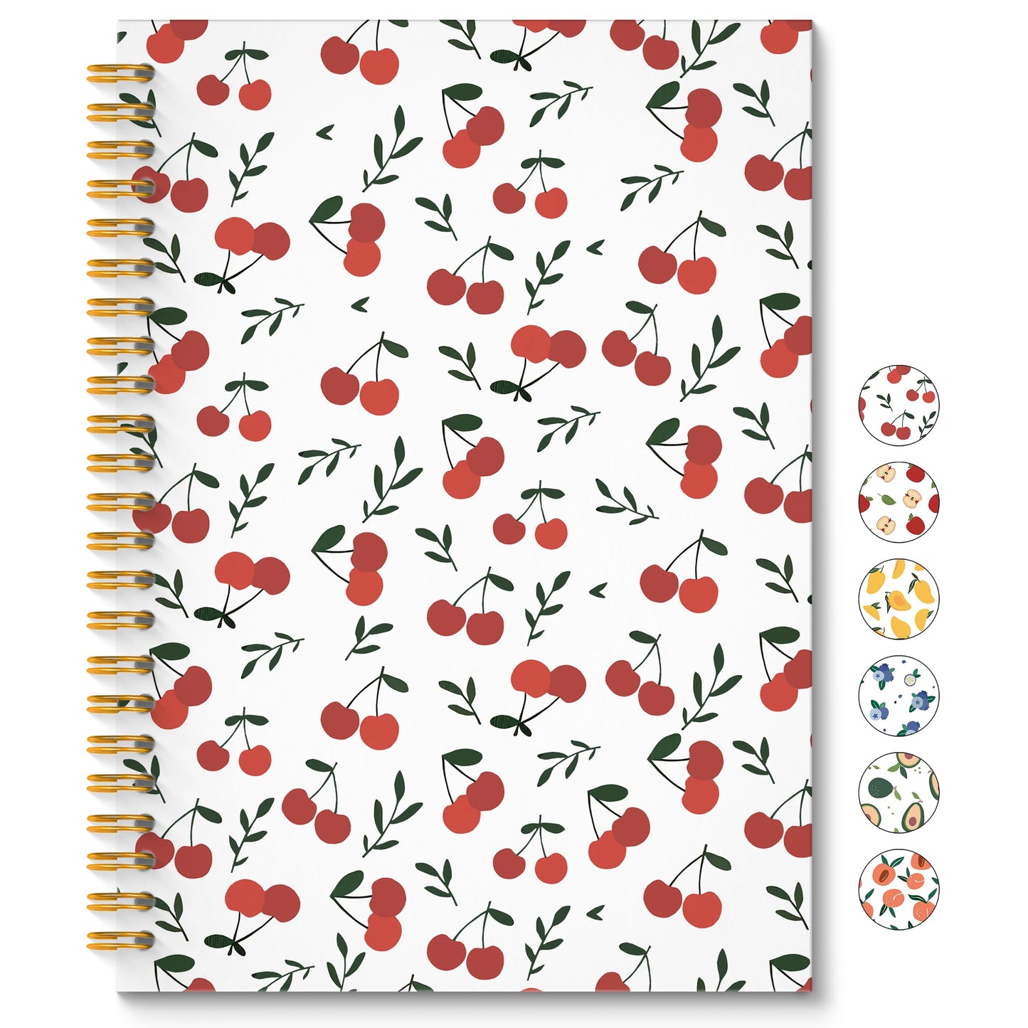 ROXMART Cute Cherry Spiral Notebook, Cherry Gifts for Women Journal, Fruit Lover Gifts, Girly Aesthetic Fruit Journal Notebook, 5.5x8.3 Inch