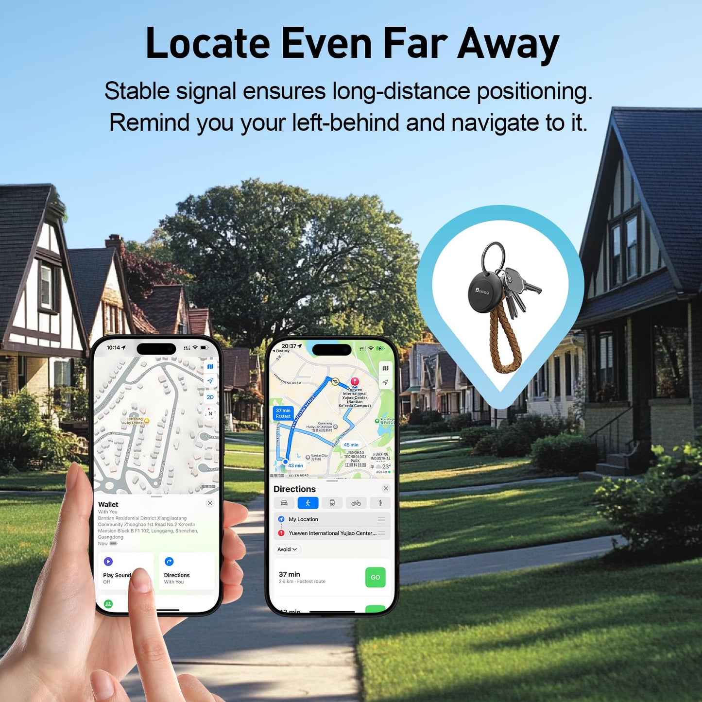 2026 [Apple MFi Certified] (iOS Only) Bluetooth Tracker Smart Finder for Apple Find My iPhone Keys Finder GPS Tracker, 5-10 Years Staying Power, Keys Finder and Item Locator for Wallet, Bags, Passport