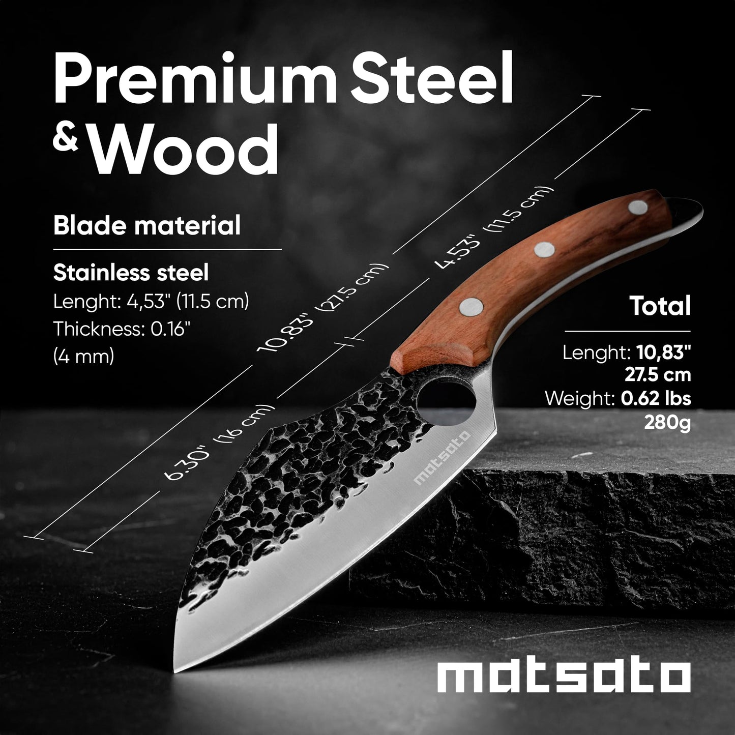 Matsato Knife Set 3-Piece Kitchen Knives, Cooking Chef Knife Set, Cleaver, Kitchen And Chef Cutting and Chopping Knives Sets Juego De Cuchillos Para Cocina
