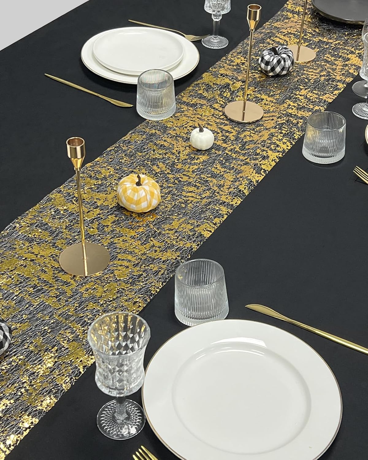 108" Gold Table Runner - Metallic Golden Party Decorations 9ft Gold Tulle Mesh Centerpieces Decor for Birthday, Wedding, Anniversary, Thanksgiving, Christmas,‌ Graduation Party Table Runner