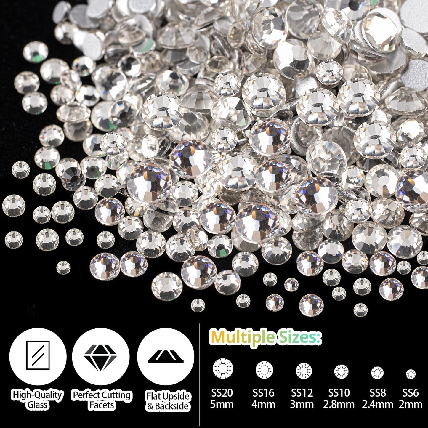 Rhinestone & Pearl Manicure Kit - Nail Rhinestone Glue Gel, Flatback Glass Crystal AB + Clear Gems, Beige Half Round Pearls, Gem Glue for Nails (UV/LED Needed) with Dotting Tools