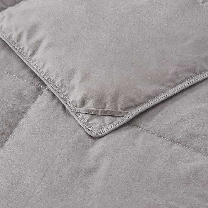 Globon Summer Down Blanket Queen Size, Extra Lightweight Comforter/Duvet Insert for Hot Sleepers, Noiseless & Extra Soft,10 Ounce Fill Weight, Grey