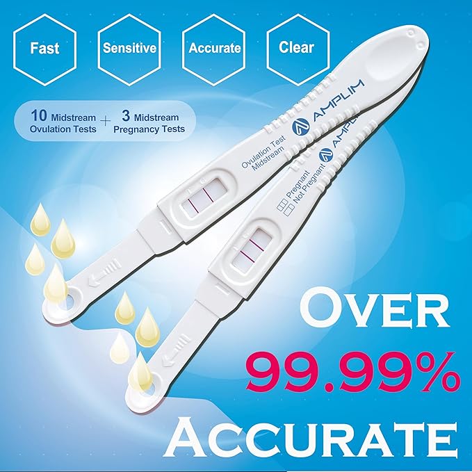 Amplim Pregnancy Test and Ovulation Tests Kit, 13 Pack Bulk Early Detection HCG & LH Sticks, FSA HSA Eligible, 99.99% Accurate at Home Predictor 6 Days Early Result, Extra Sensitive Fertility Tracker
