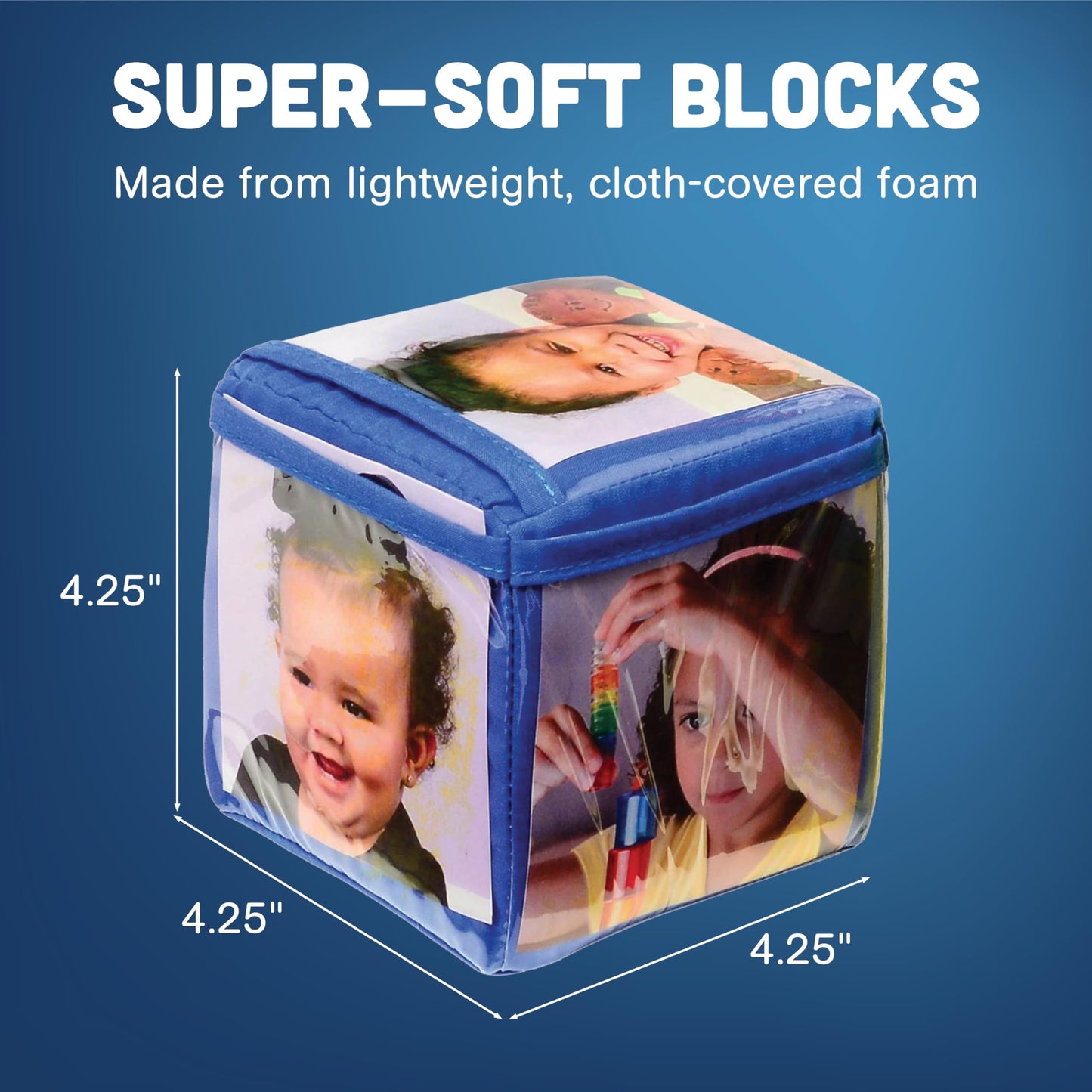 Constructive Playthings Customizable Stacking Block Toys with Clear Pockets for Ages 12 Months+, Toddler Soft Foam Building Blocks, Builds Fine Motor Skills, Multicolor