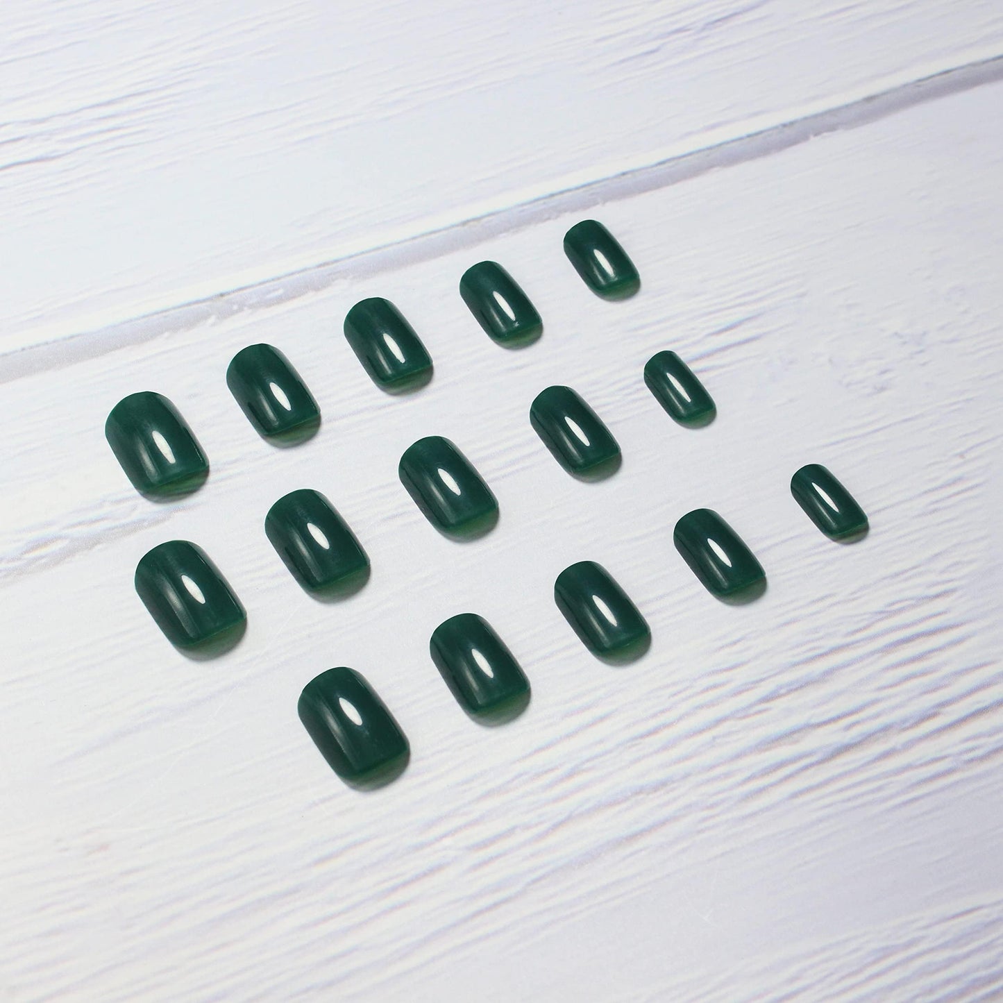 Emerald Green Press on Nails Short Square, Natural Gel Nails Glue on Fall Colors 2025 Trendy Acrylic Nails Press ons Featured Protective Coat Thick Reusable Fake Nails 24Pcs Short Coffin Nails