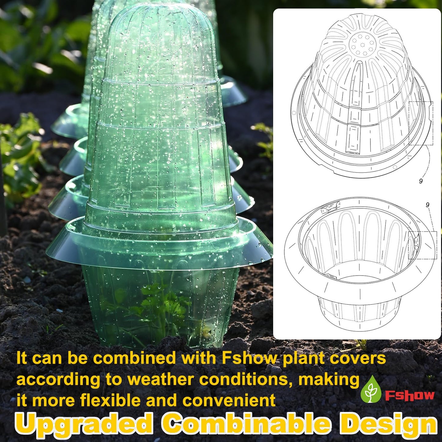 Slug Collars and Garden Cloches Set，Provides Effective Protection Against Snails for Your Salad Plants and Others Plants.(15 Pack)