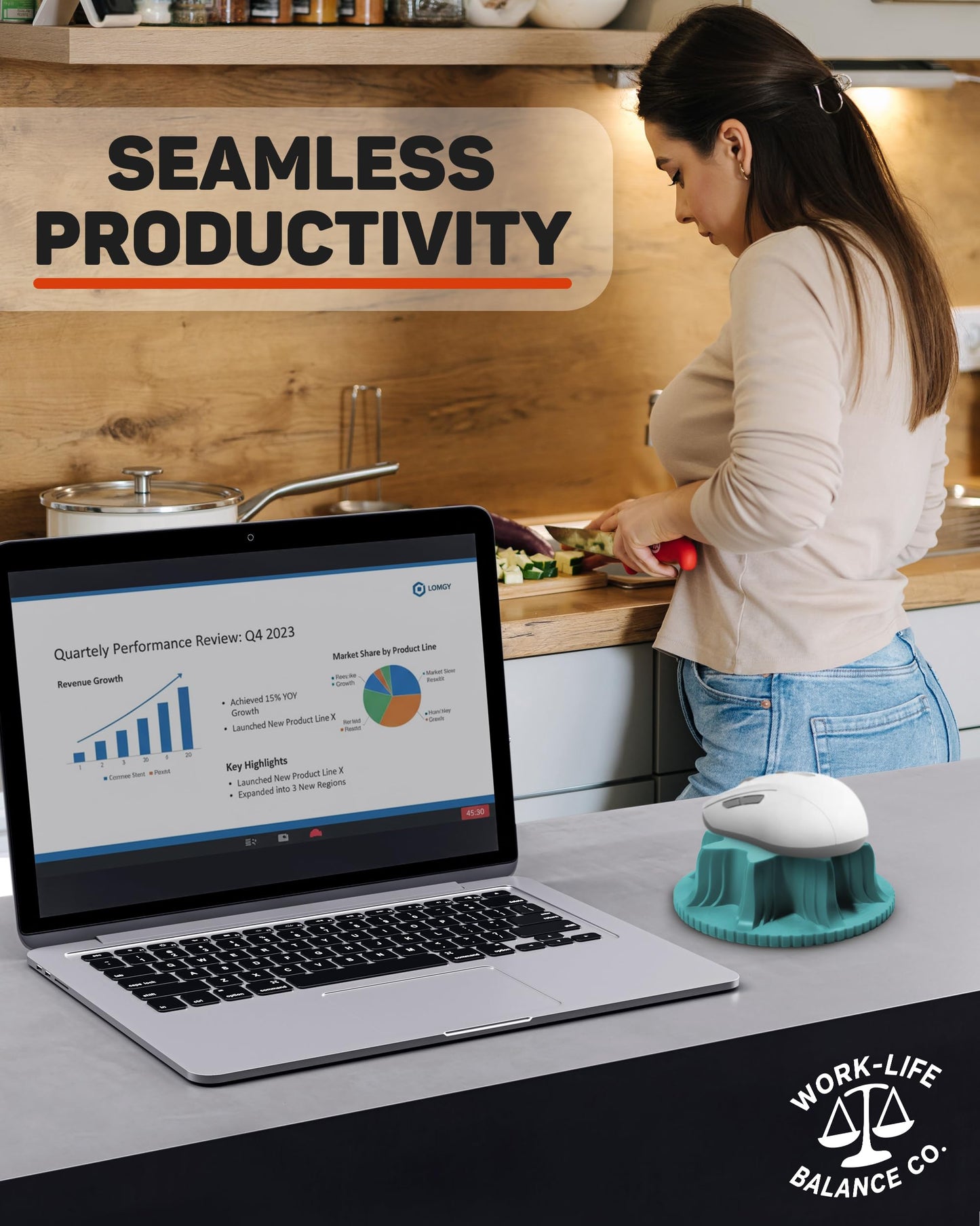 Work-Life Balance Compact Mechanical Mouse Jiggler - Undetectable Device to Keep Mouse Moving and Computer Awake, Cordless Wireless Mover for Remote Work Essentials & WFH, Automatic Wiggler - Aqua