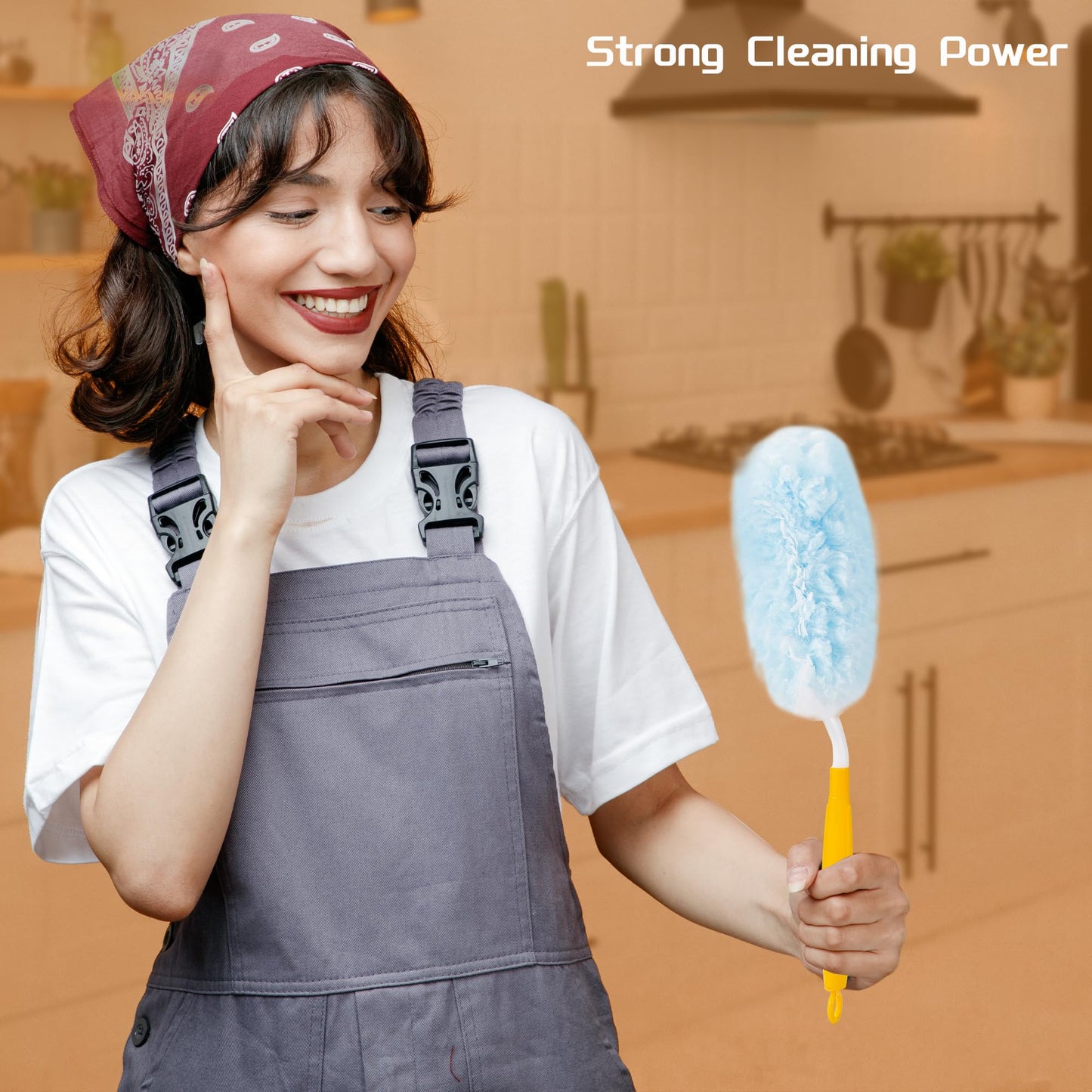 50PCS 360° Duster Refill Disposable Dusters Kit Compatible with Swiffer Duster Refills for Dusting Electronics,Dusting Furniture,Blinds (1 Short Handle and 1 Extenda Handle)