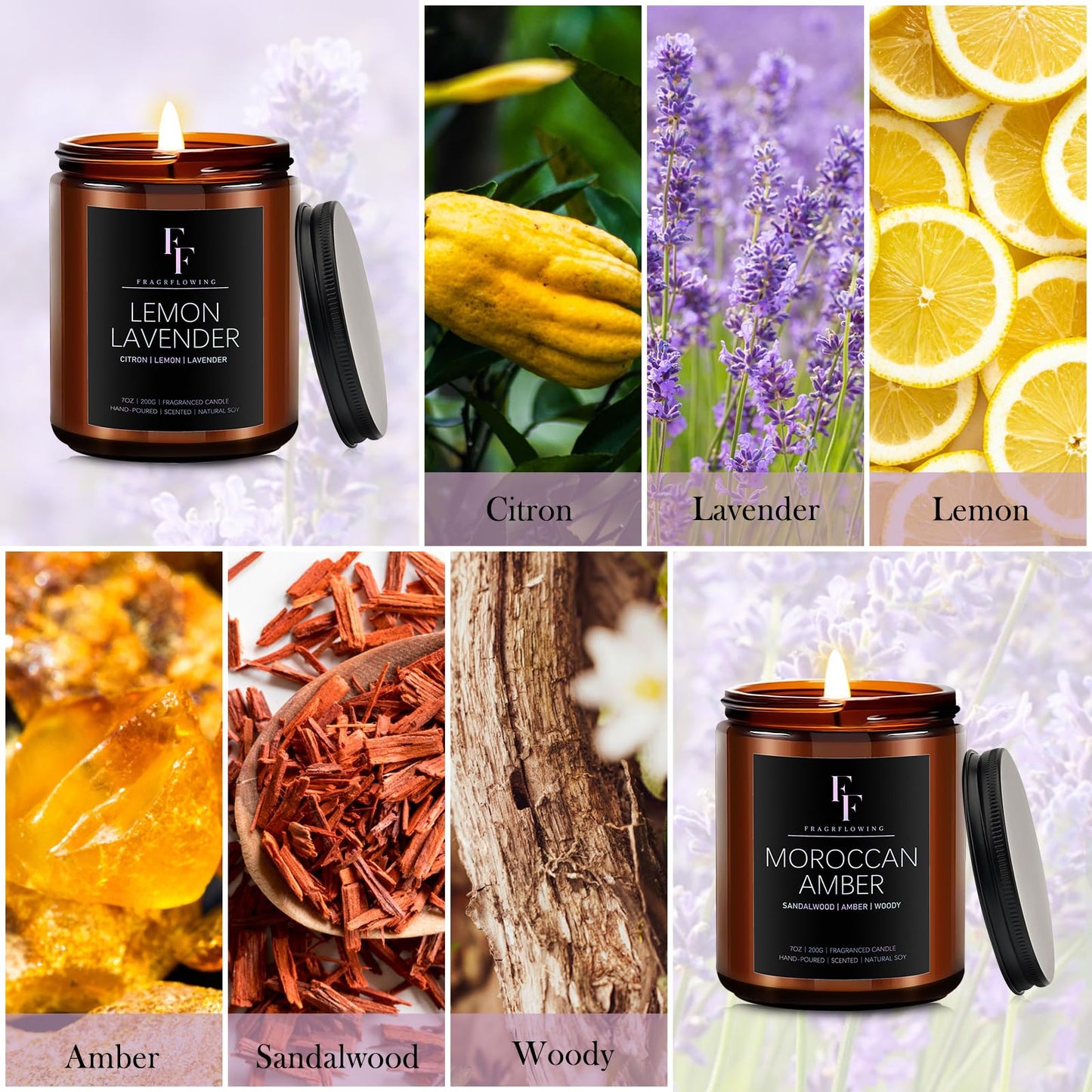 Scented Candles for Home Scented Aromatherapy Candles, 4 Pack 28 Oz Soy Wax Candle Gift Set Valentine's Day Gift for Women Men (Lavender/Vanilla//Sandalwood Rose/Moroccan Amber)