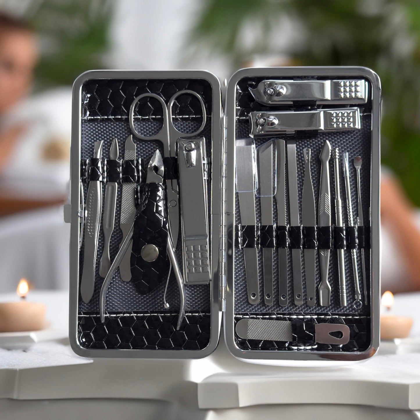 Jaws Podiatry Nail Clippers Set, 18-in-1 Manicure Pedicure Kit - Durable Stainless Steel, Cuts Thick Nails Easily, Lightweight for Travel, Gift-Ready Luxury Case, Silver