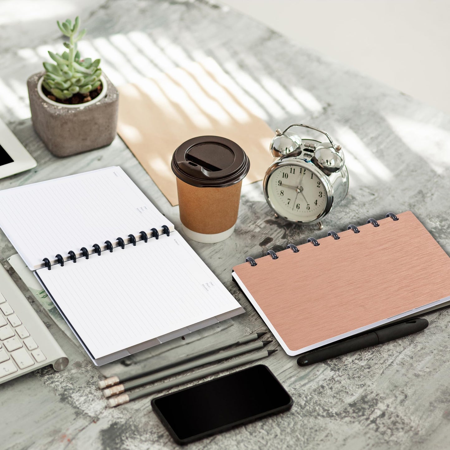 Yoment Discbound Notebook Customizable Spiral Journal Refillable 5 Subject Notebook with Removable Pages 120 Wide Ruled Disc Planner with 6 Binder Dividers & 16 Tabs for Work Meeting School