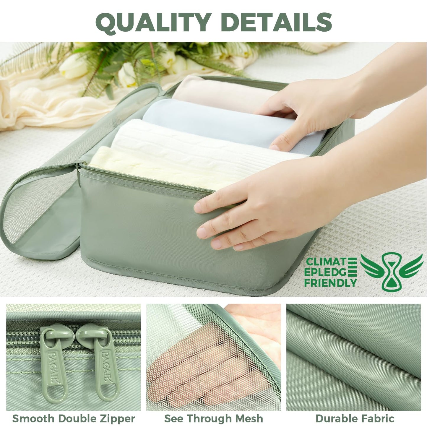 BAGAIL 9 Set Packing Cubes with Packing List Luggage Packing Organizers for Travel Accessories (Matcha Green)
