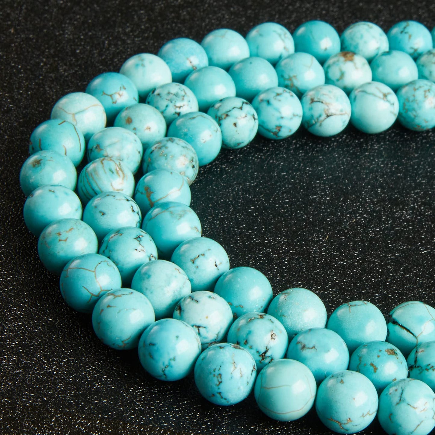 45pcs 8mm Natural Turquoise Beads Gemstone Beads Round Loose Beads for Jewelry Making