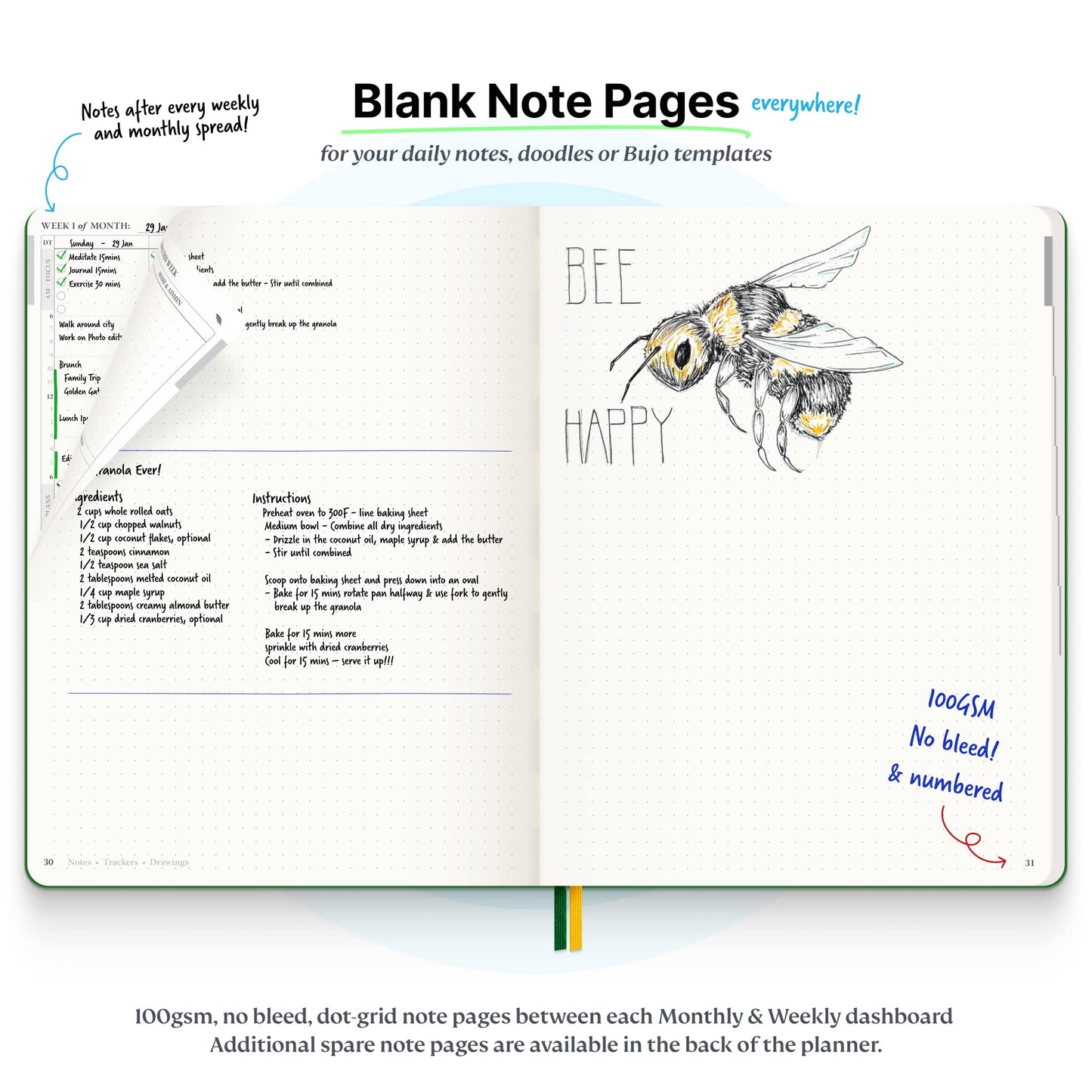 Roterunner Purpose Planner Notebook B5 7.5”x9.8” Undated Planner 2025 Daily Weekly and Monthly Productivity Goal Setting Tool for Work Home