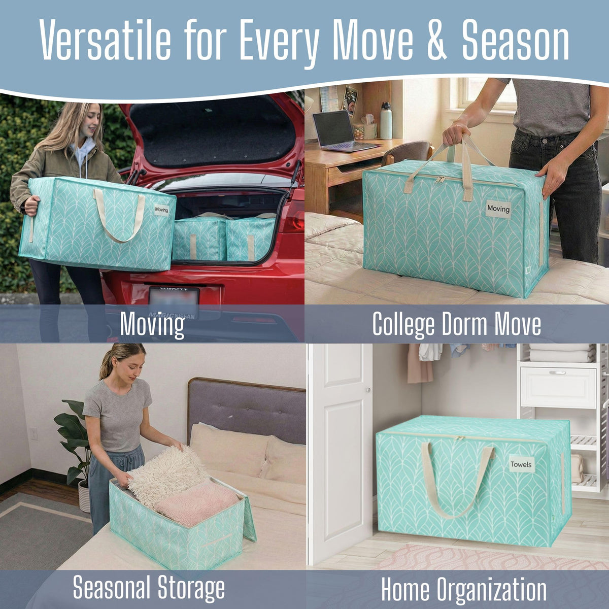 10 Pack Extra Large Heavy Duty Moving Bags with Wide Opening & Reinforced Handles (10 Count)