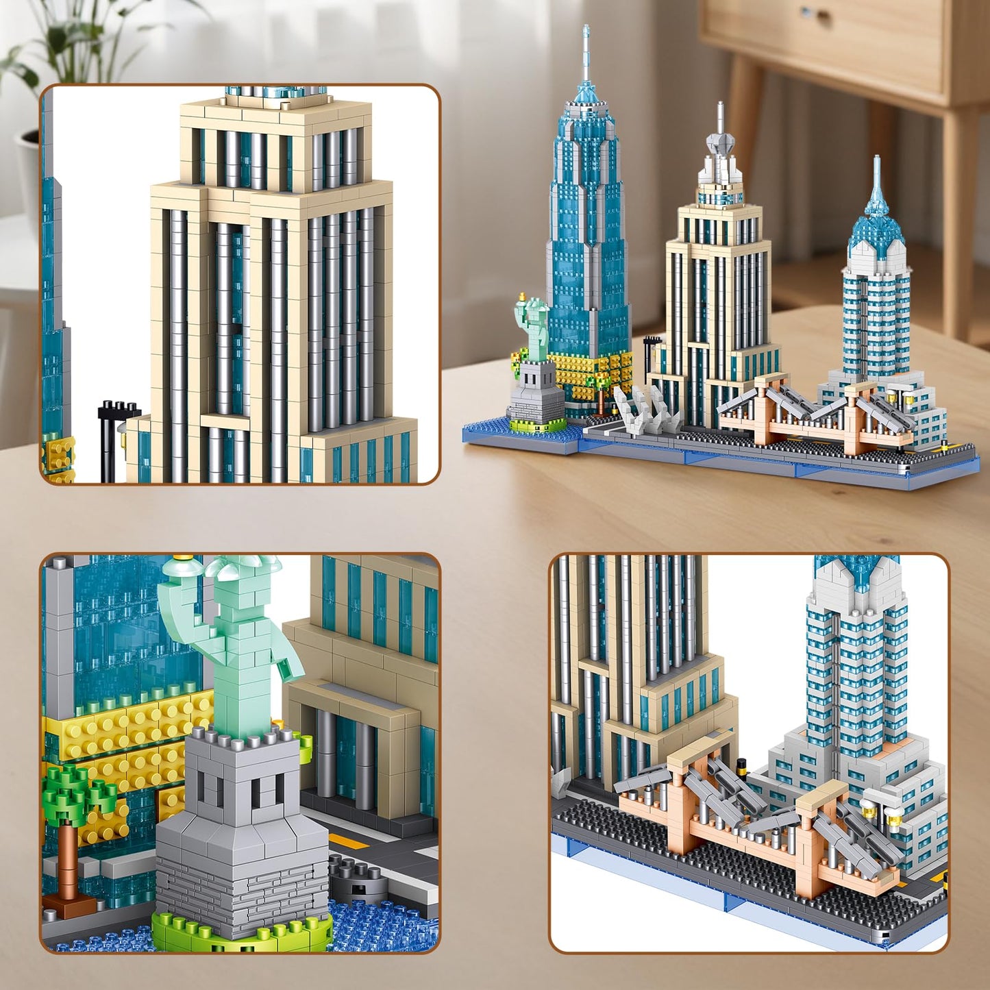 APENGBAOL New York Skyline Micro Mini Blocks Building Set, The Statue of Liberty,Empire State Architecture Building, Brooklyn Bridge, Gift for Kids and Adults (3262 Pieces)