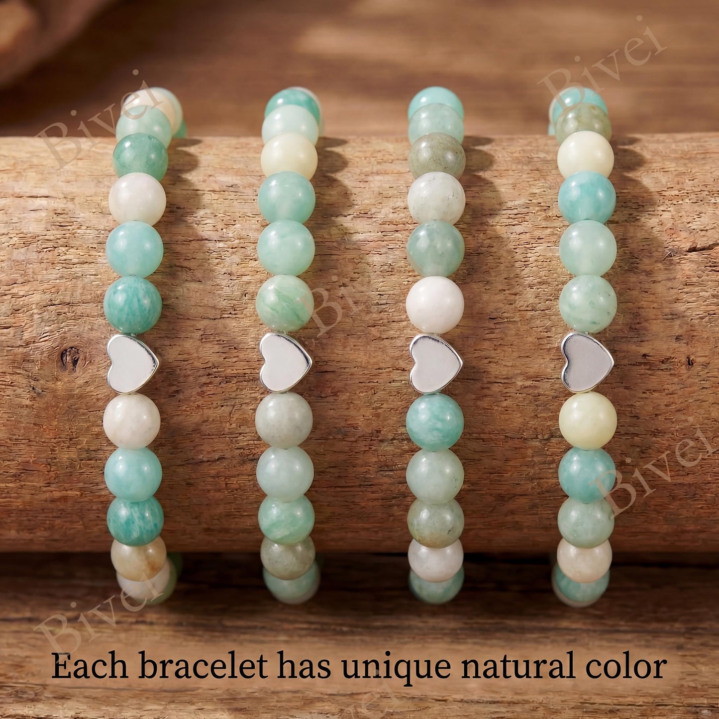 Bivei 6mm Amazonite Crystal Stretch Bracelets for Women, Handmade Natural Stone Beaded Bracelet, Yoga Protection Jewelry Gift