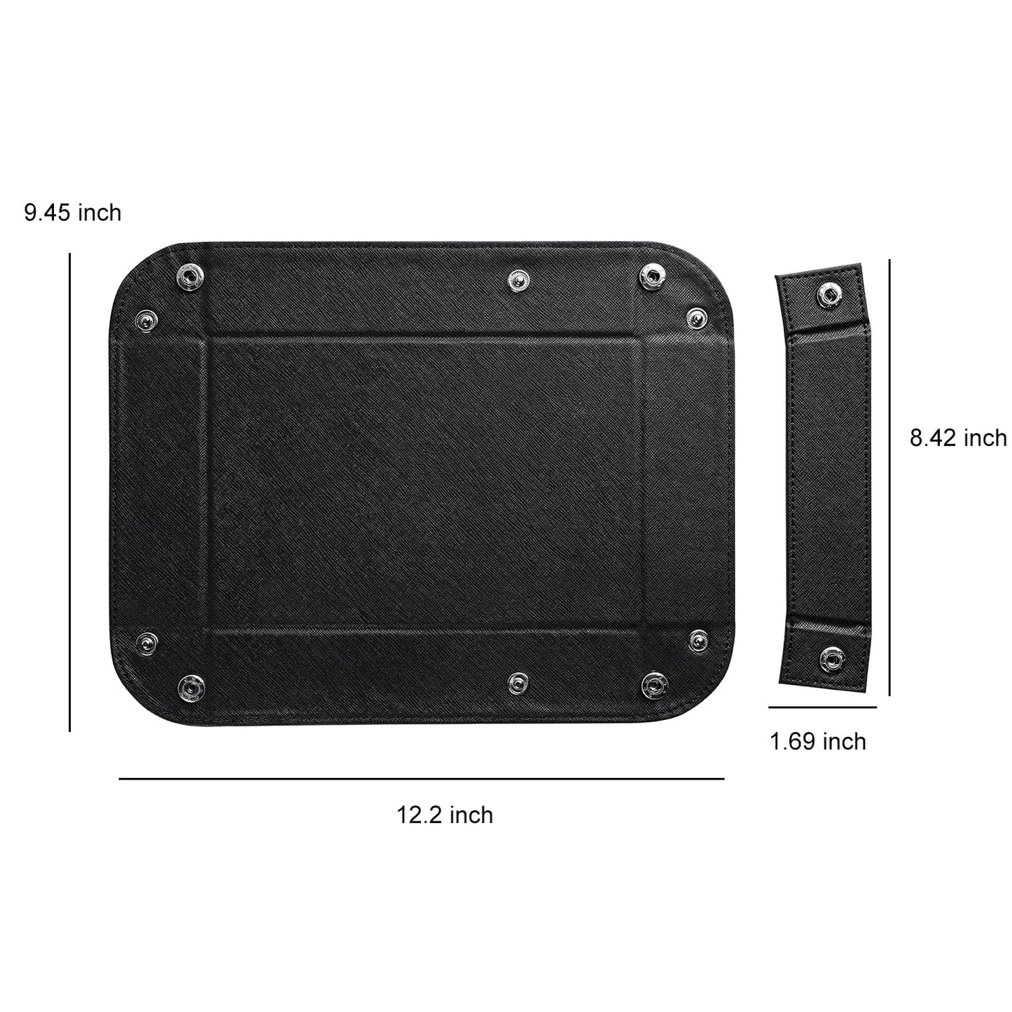 BONNY DODO Valet Tray for Men PU Leather Tray Organizer with Partition, Storage Keys, Watch & Practical Storage for Table Nightstand Living Room Bedroom (Black)