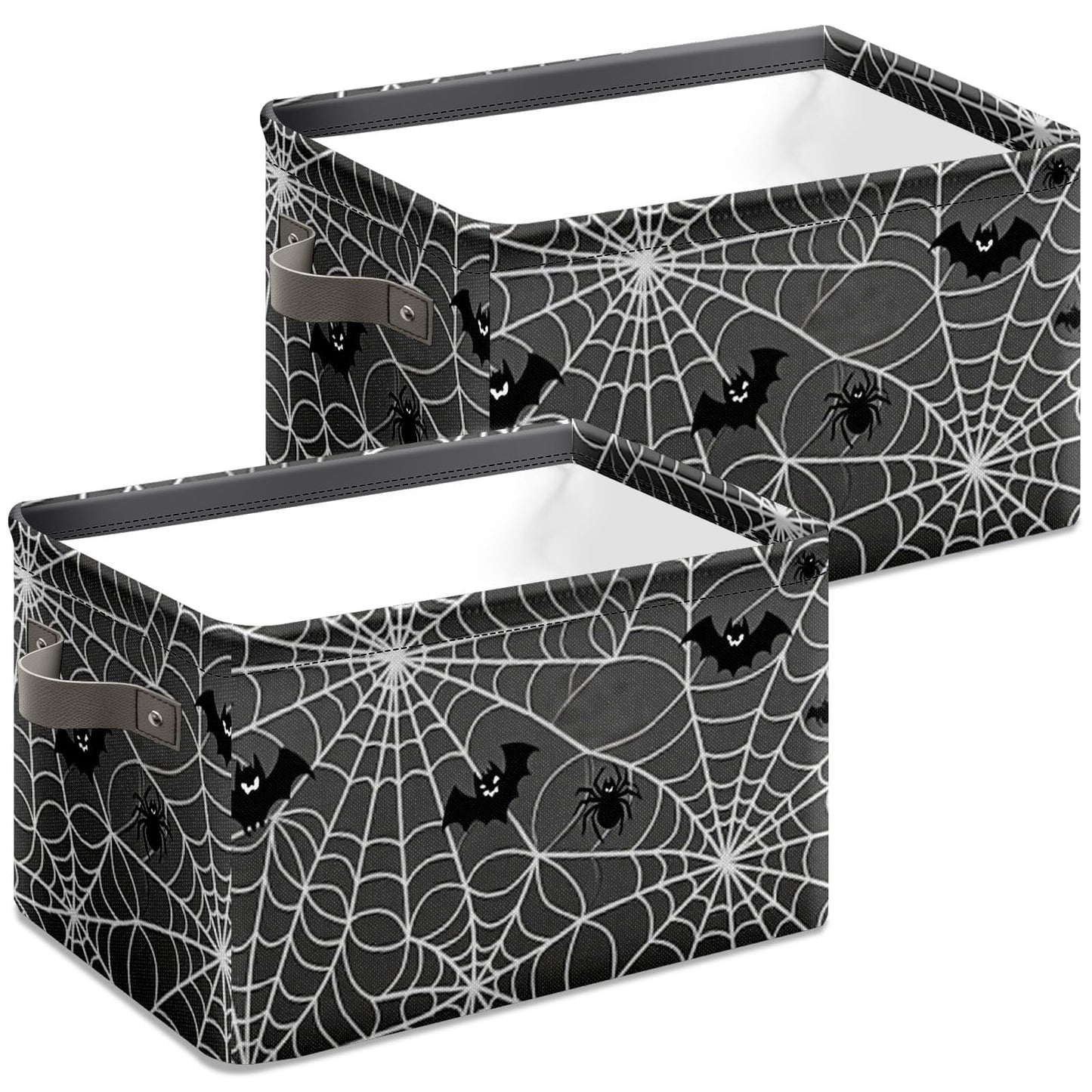 AHENGPAIG Halloween Baskets,Spider Web Bat Storage Bins with Handles for Men, Foldable Organizer Storage Boxes 14 x 10 x 8