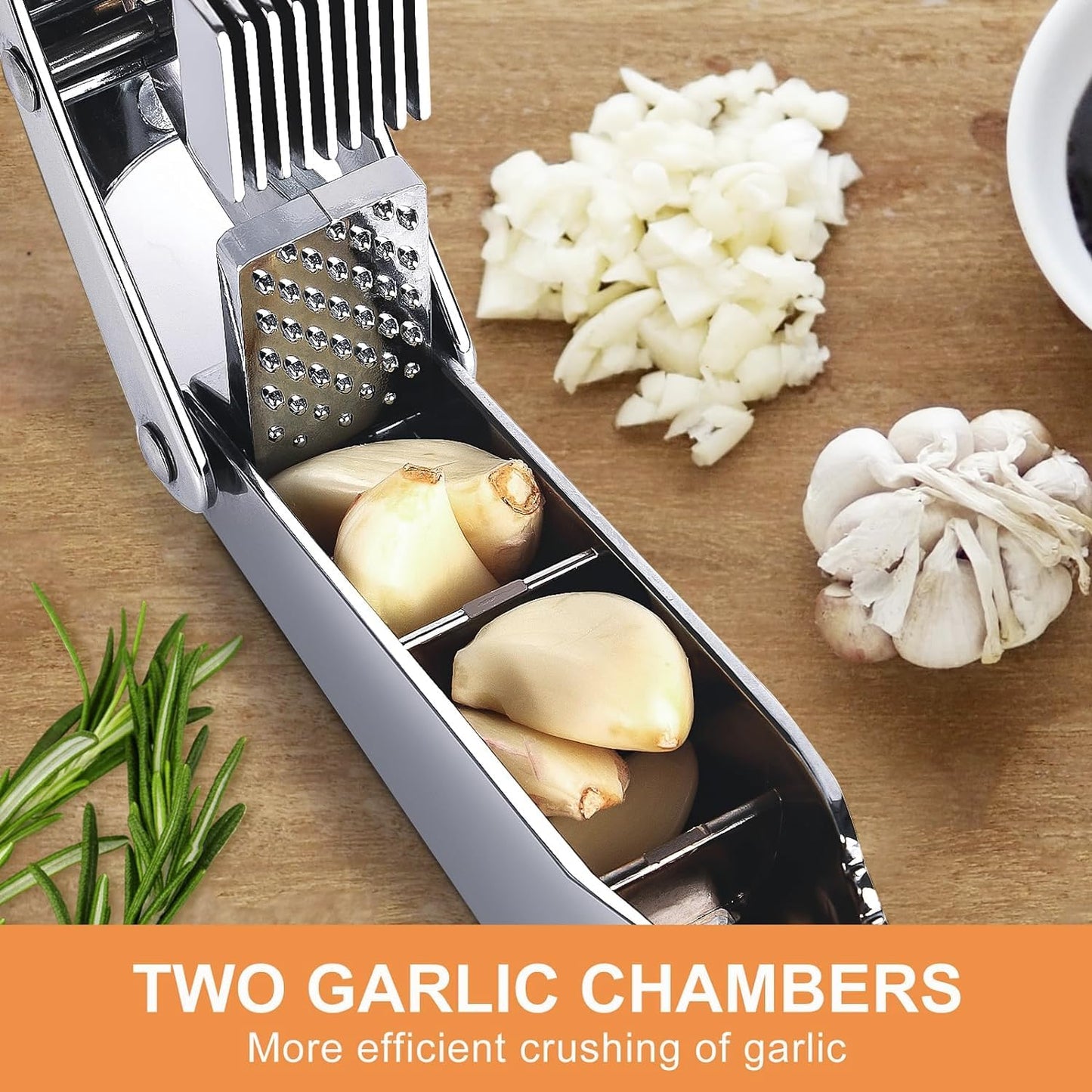 Garlic Press 2 in 1, Stainless Steel Blade, Effortlessly Crush, Slice, and Mince Garlic,with this Versatile Kitchen Tool - Perfect for Home Cooks and Professional Chefs Alike.