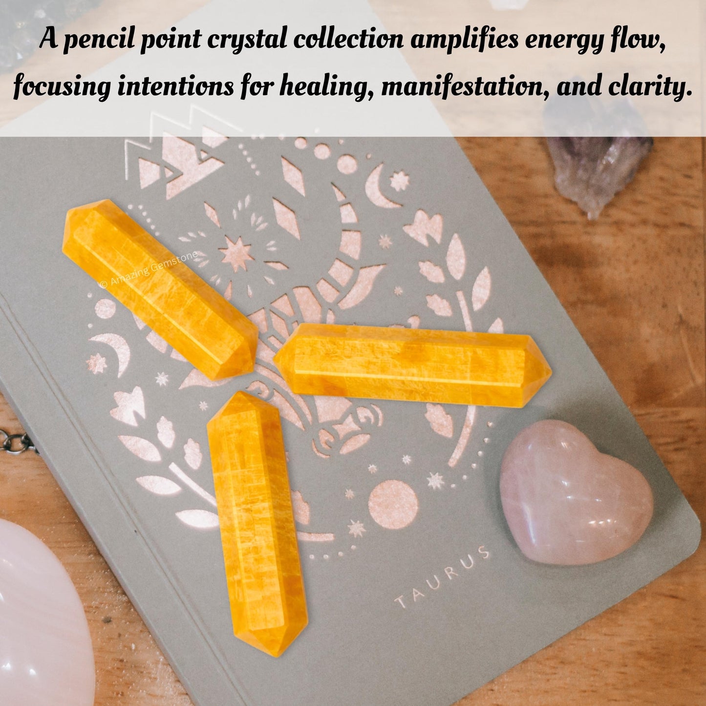 Yellow Jasper Crystal Points Bulk Healing Crystals and Stones - Pack of 3 Double Terminated Healing Wand Point Bulk Crystals for Crafts, Crystal Grid - Premium Crystals for Beginners Gifts