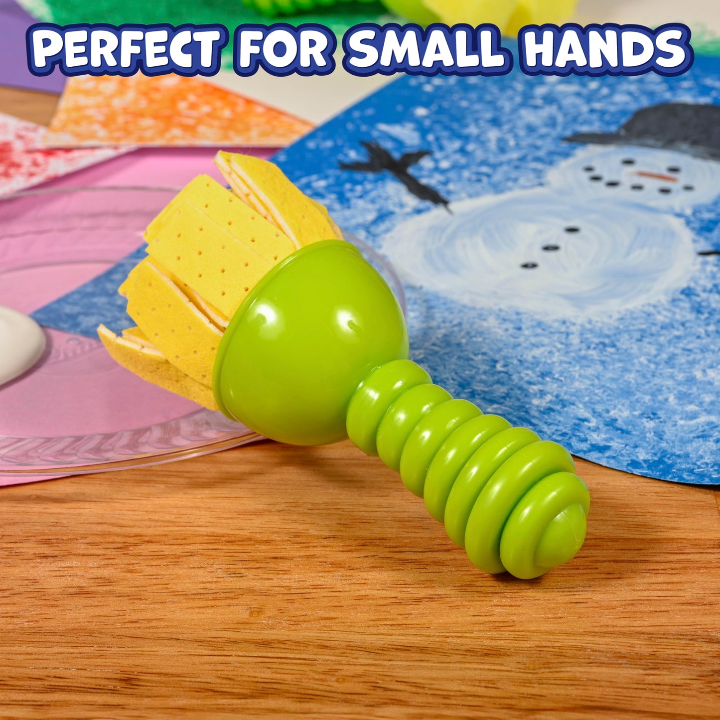 READY 2 LEARN Textured Art Tools - 4 Green Paint Sponges for Kids - Thick Kids Paint Brushes - Easy-Grip Paint Brushes - Art Supplies for Toddlers 1-3