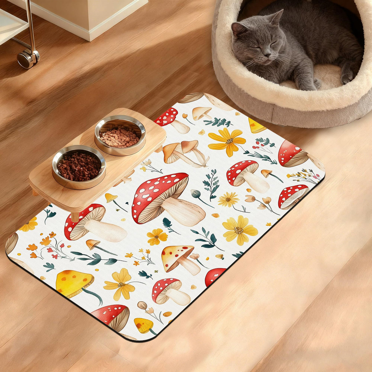 Tropical Palm Dog Food Mat,Exotic Leaves Floral Absorbent Pet Feeding Mat for Food and Water Bowl,Quick Dry Dog Placemat Non Slip Rubber Backing Waterproof Pet Supplies 16" x 24"