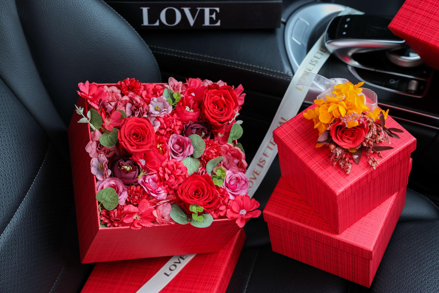 4-Piece Gifts Boxes with Lids for Presents, Red Plaid Textured, Cardboard Gift Boxes, Valentine, Suprise Gift Box, Home Decor, Decorative Storage Boxes, Flower Box, Mother Day Box Wrapping Boxes