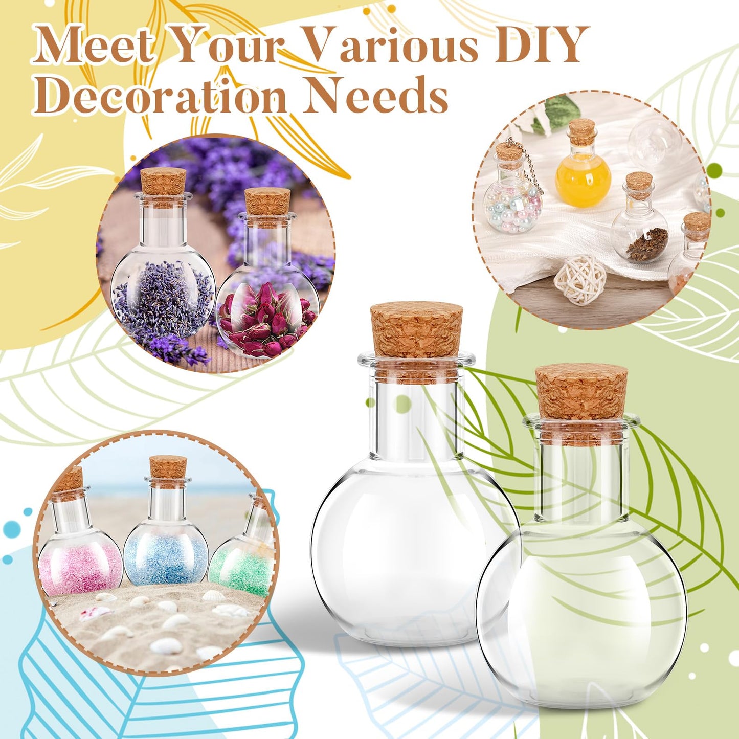 badashun 20 Packs Mini Plastic Bottles with Corks Clear Small Plastic Bottles for Birthday Baby Shower Wedding DIY Crafts Party Christmas Halloween Decoration Present