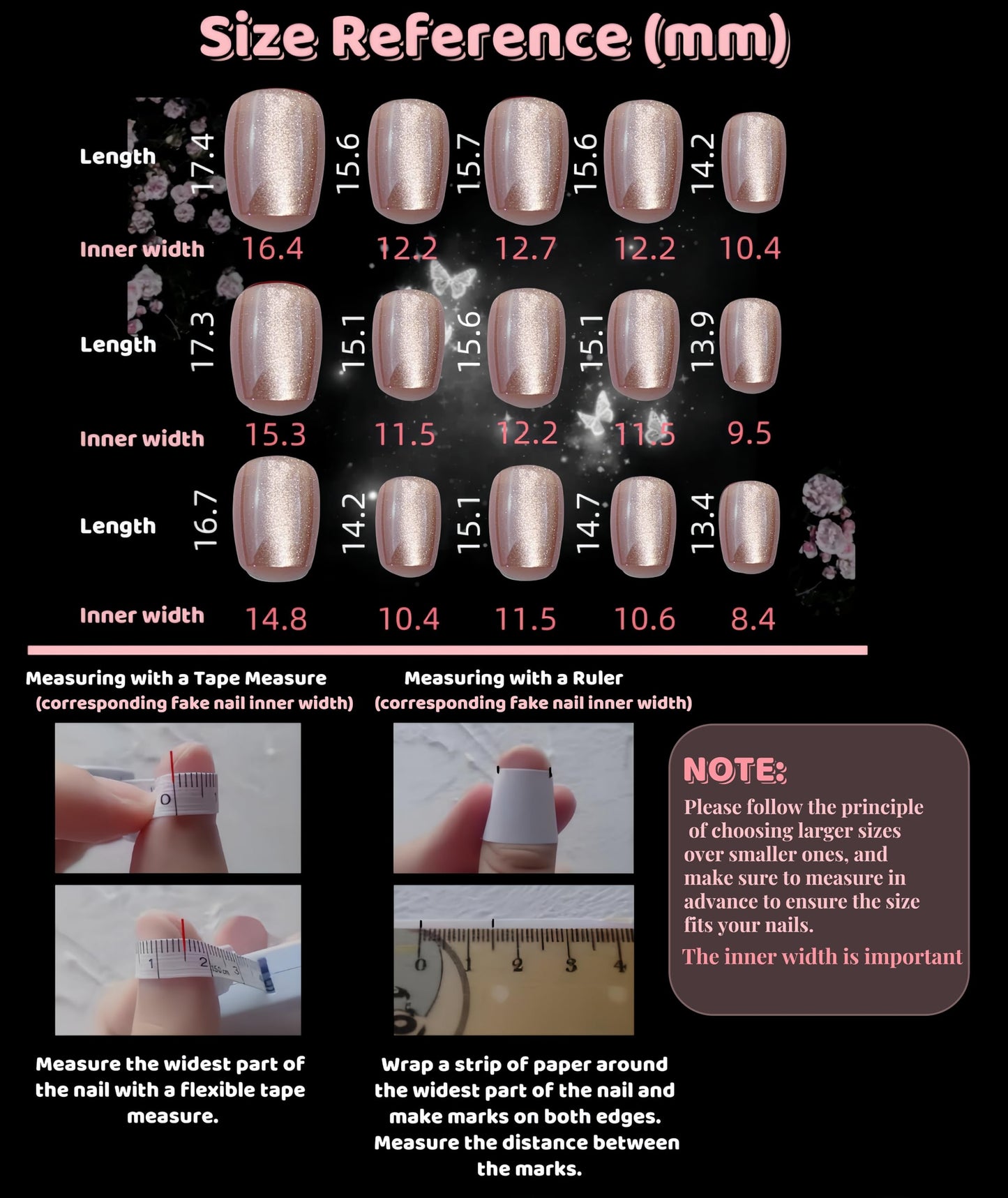 Incantevole Cat's Eye Press On Nails (30PCS； SIZE：XS-S-M), Short Square Nails, Handmade Nails, Enhanced Glossy False Nail Tips (Mirror Finish Champagne Pink)