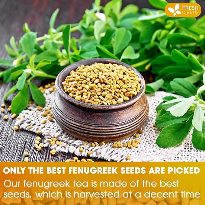 FreshDrinkUS, Premium 55 Fenugreek Tea Bags, 100% Natural & Pure from Fenugreek. Fenugreek Herbal Tea. Made with Natural Material Tea Bags. No Sugar, No Caffeine, No Gluten, Vegan.
