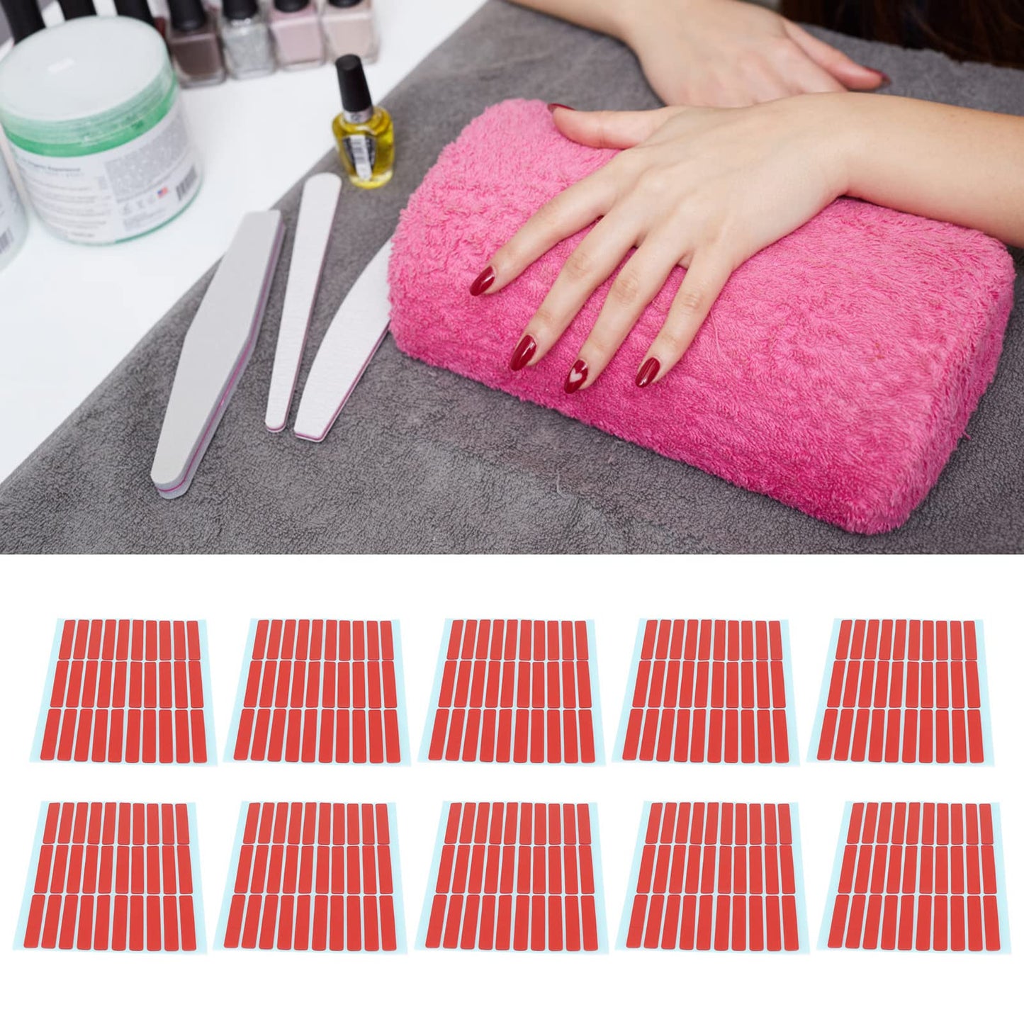 10 Sheets Nail Art Mounting Tape, Double Sided Adhesive Nail Tip Display Tape with Strong Hold for Nail Color Charts, False Nail Fixing & Nail Salon Display Tools