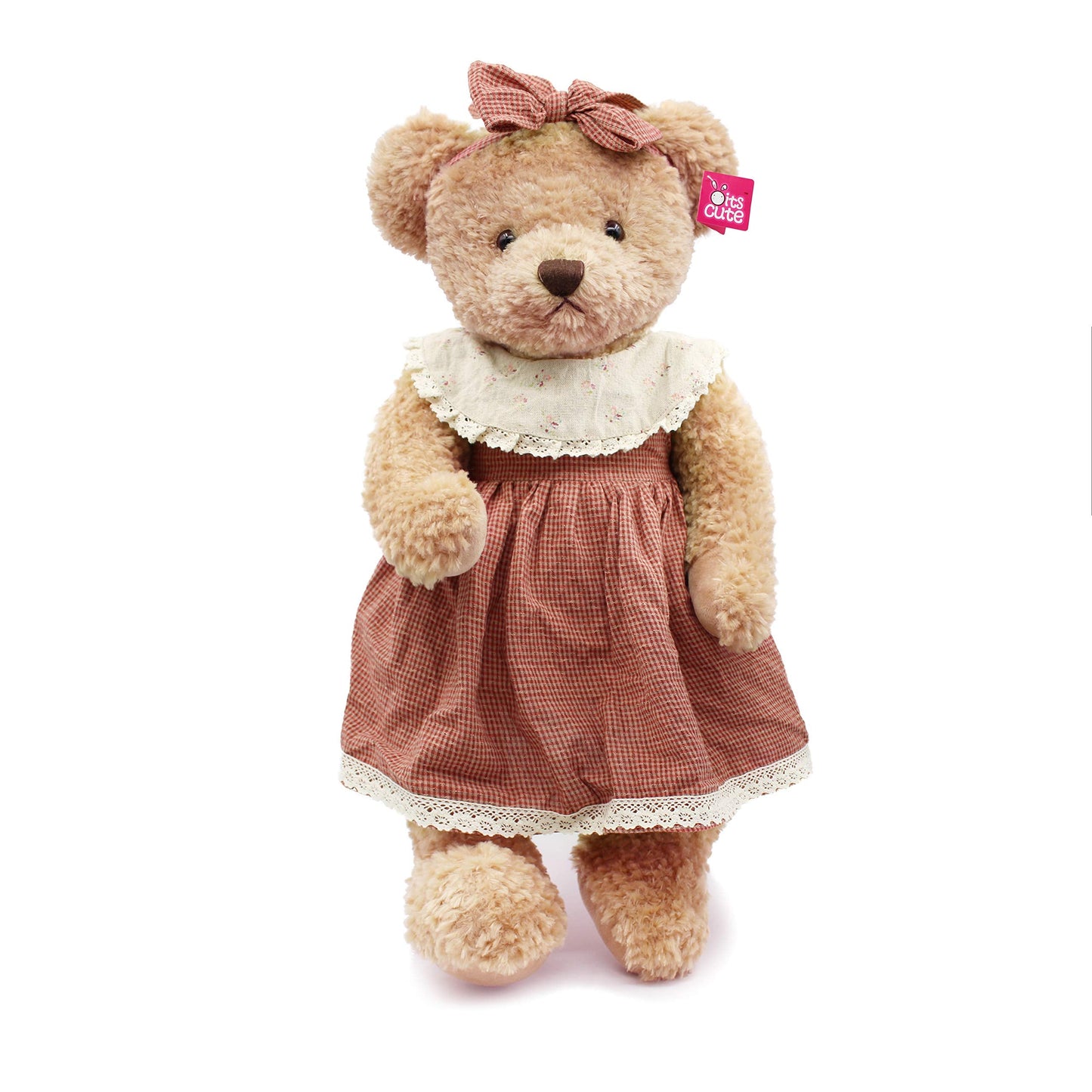 oitscute Big Baby Teddy Bear with Cloth Cute Stuffed Animal Soft Plush Toy 25" (SmallRed&Brown)