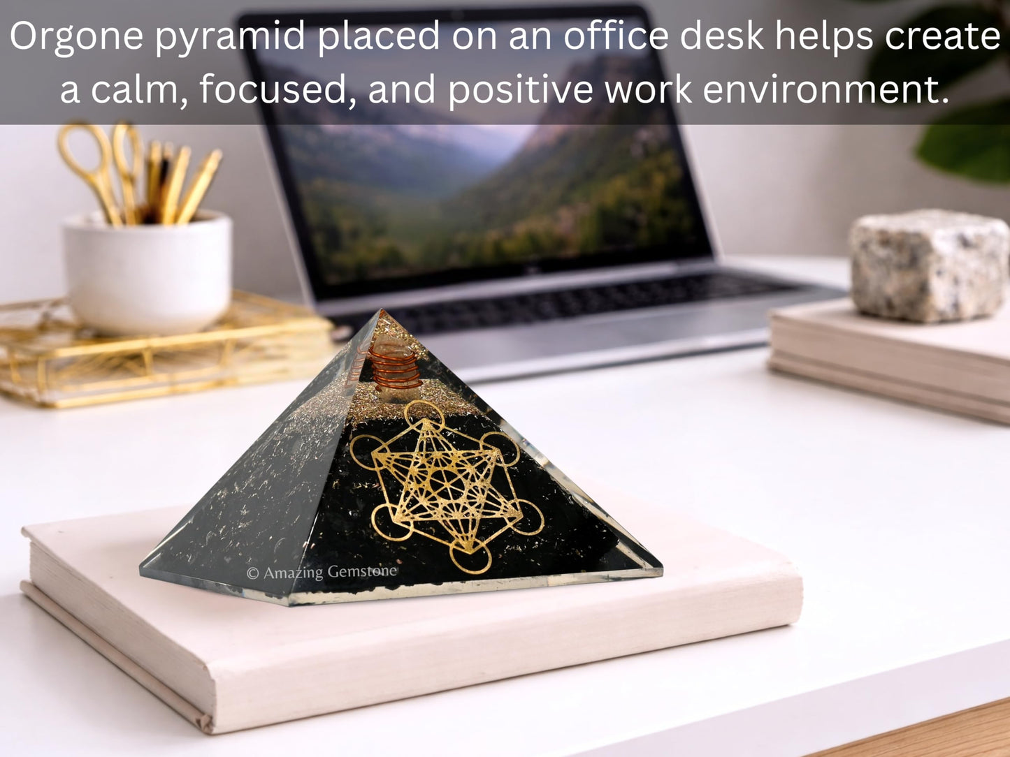 Amazing Gemstone Large Black Tourmaline Stone Orgone Pyramid Crystal, Metatron Cube, Positive Energy Healing